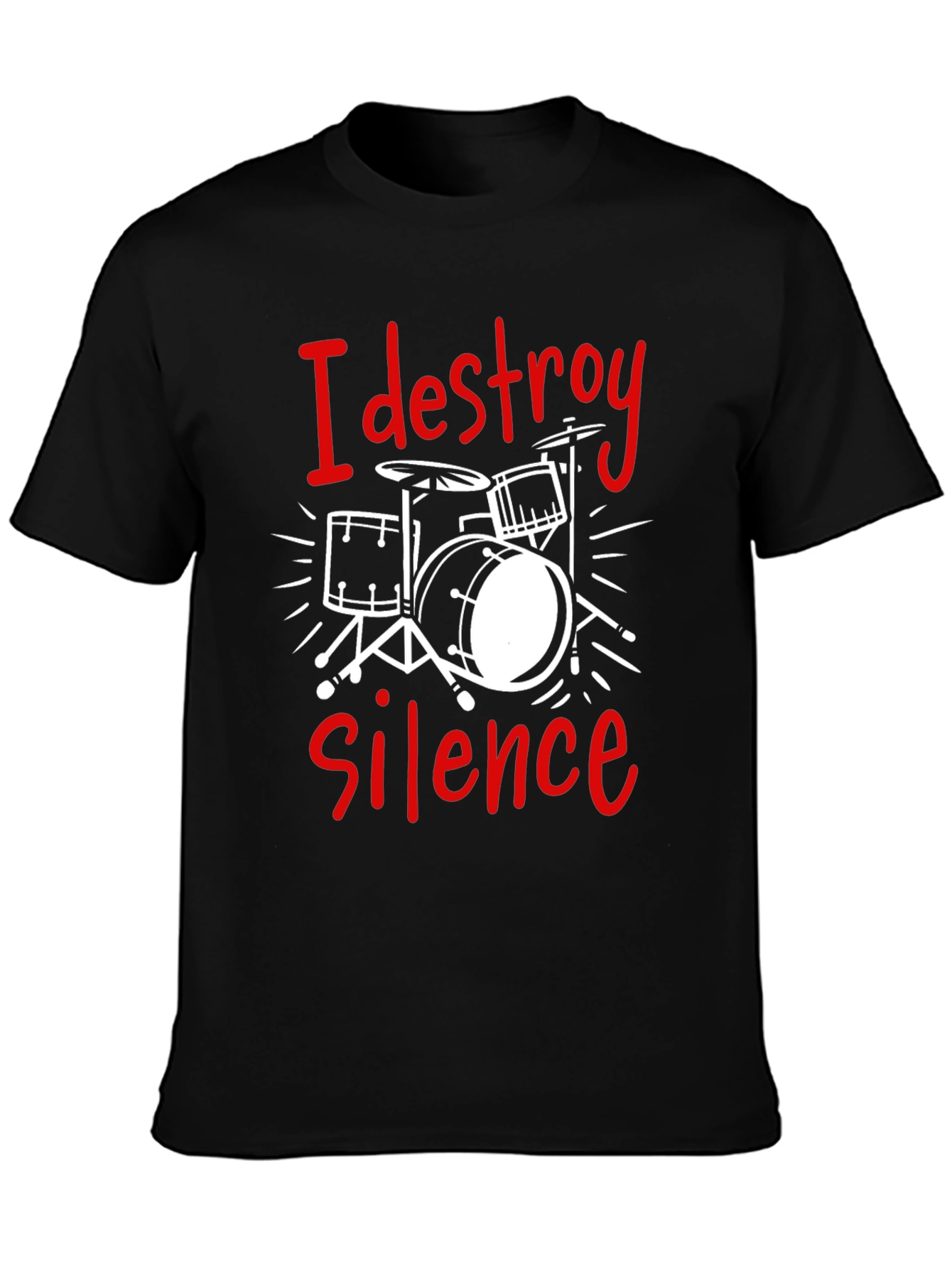 Black I Destroy Silence Drummer Tee view 3