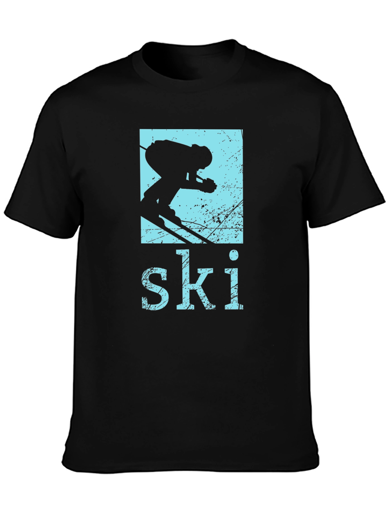 Black Retro Ski T-Shirt - Vintage Skiing Design view 3