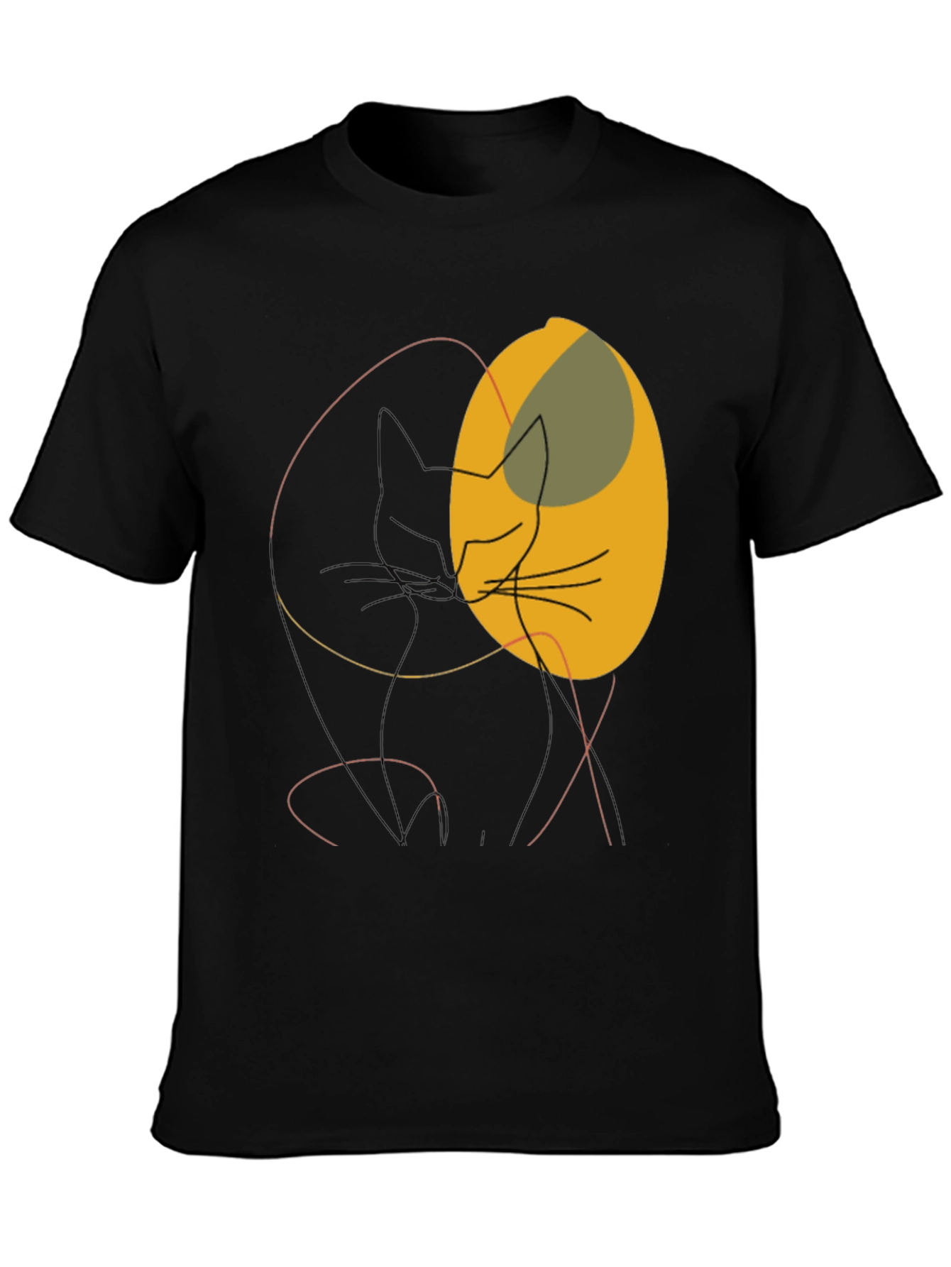 Black Abstract Cat Graphic Tee - Modern Minimalist Design view 3