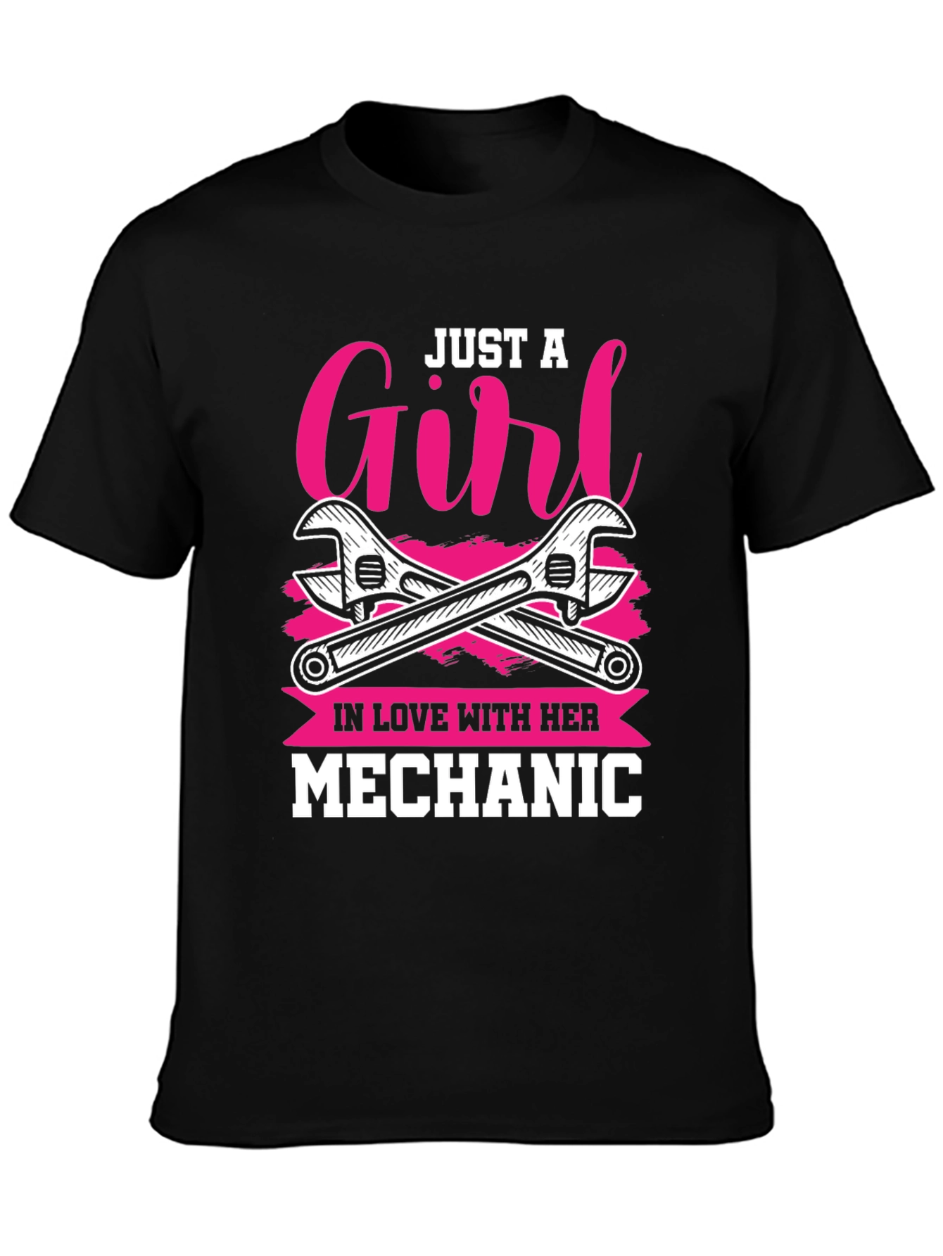 Black Just A Girl In Love With Her Mechanic T-Shirt view 3