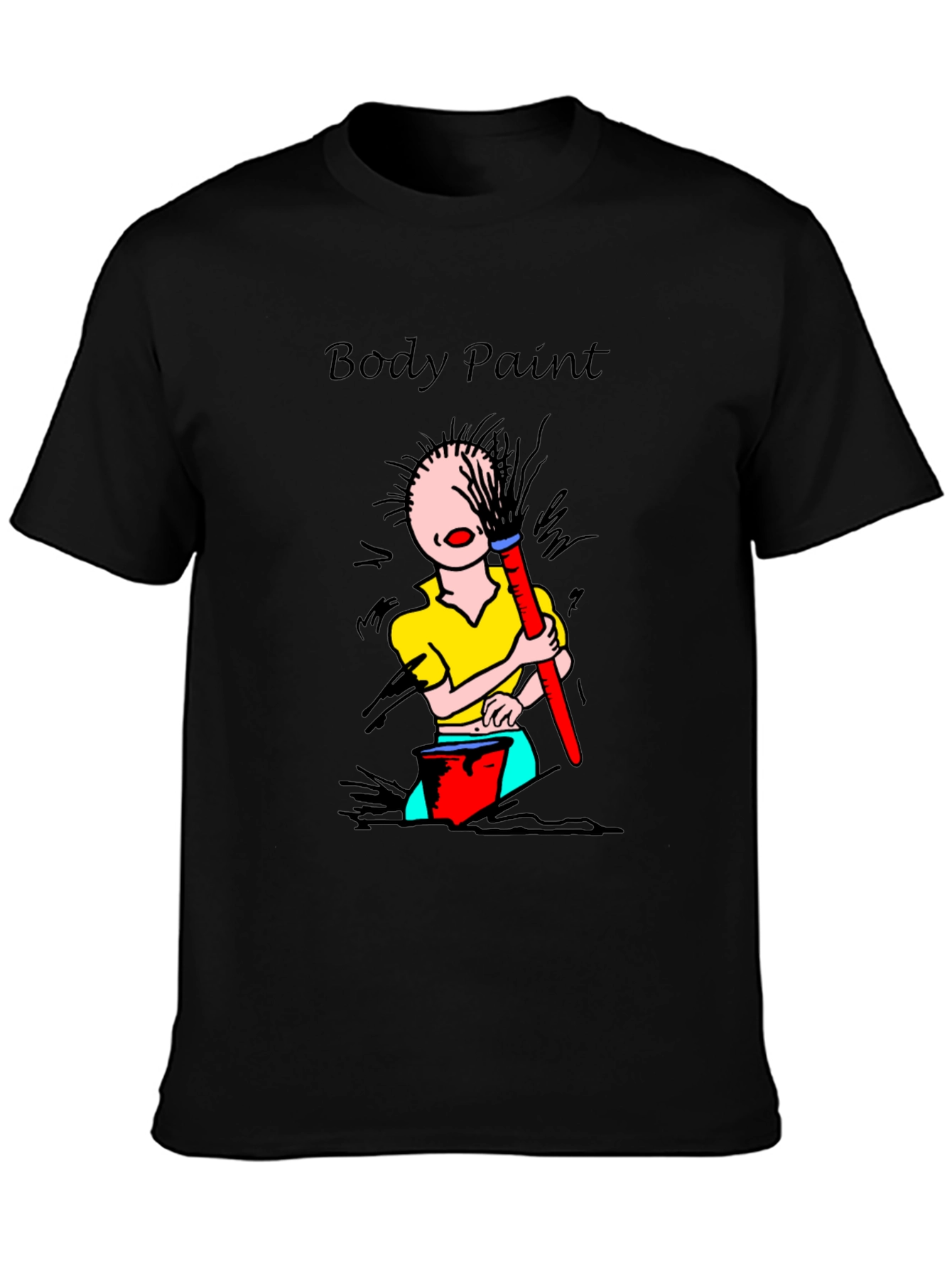 Black Body Paint T-Shirt - Whimsical Design view 3