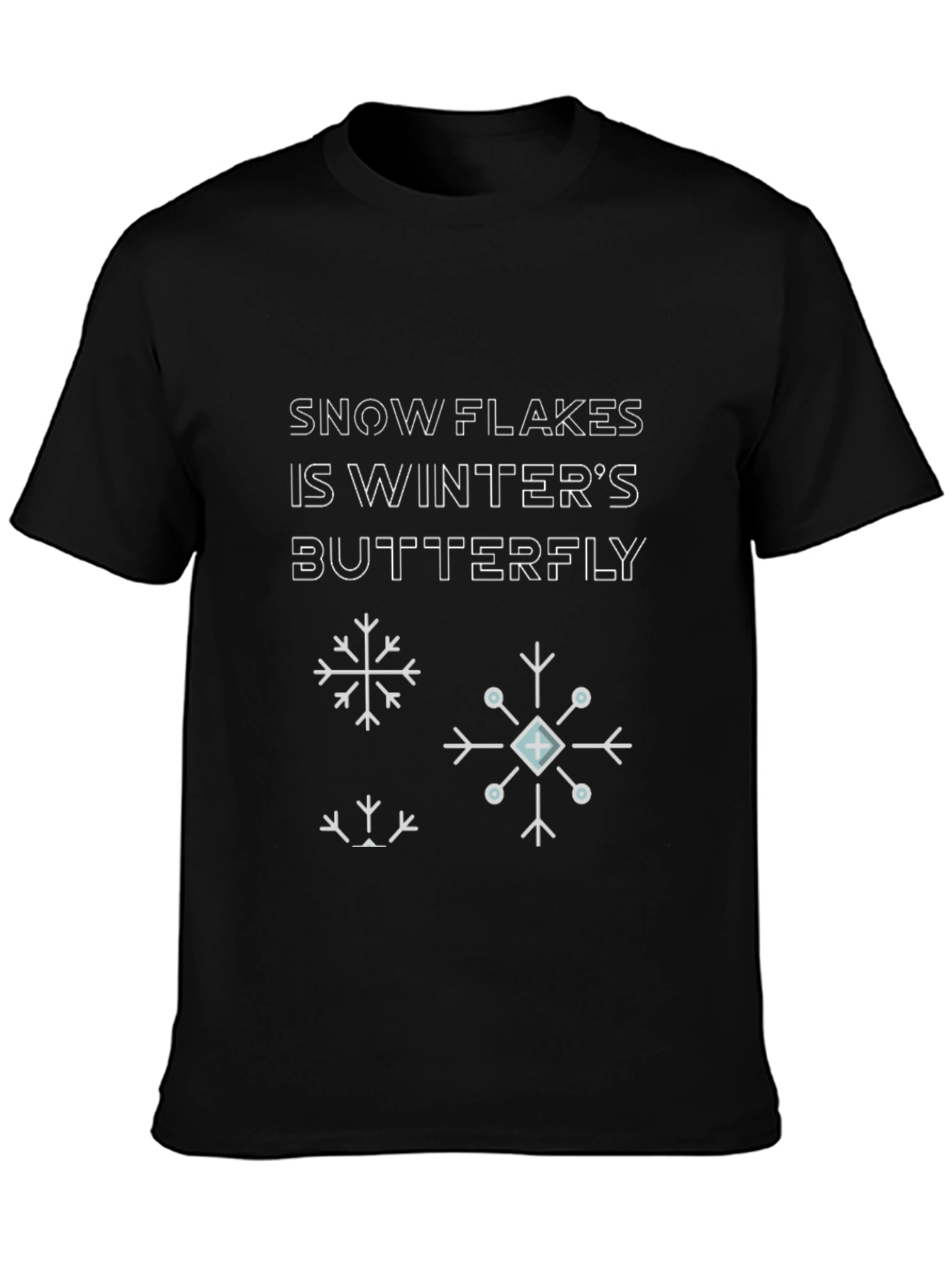 Black Snowflake Winter Butterfly Graphic Tee view 3