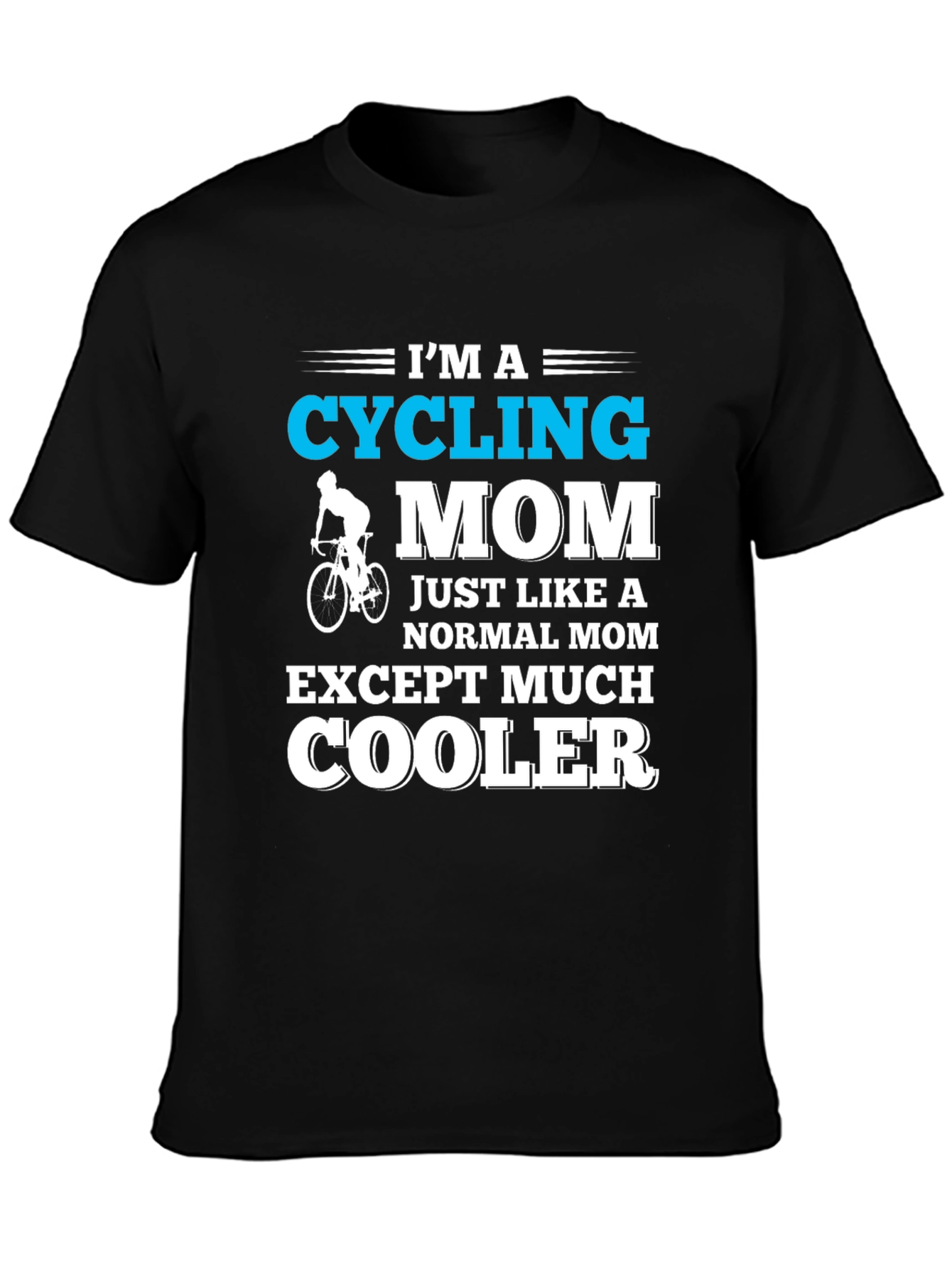 Black Cycling Mom Graphic T-Shirt - Cool Mother's Day Gift view 3