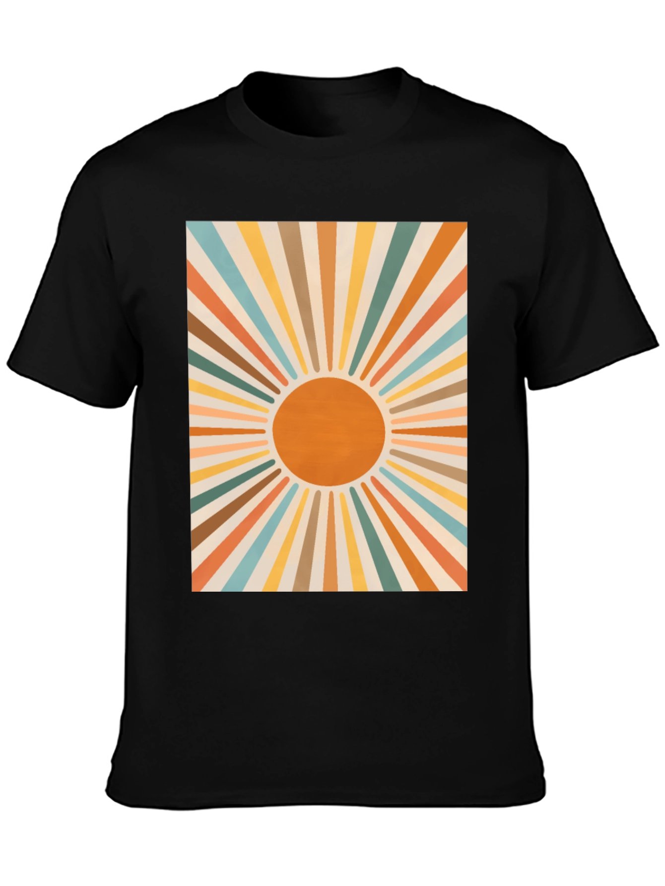 Black Retro Sunburst Graphic Tee - Black view 3