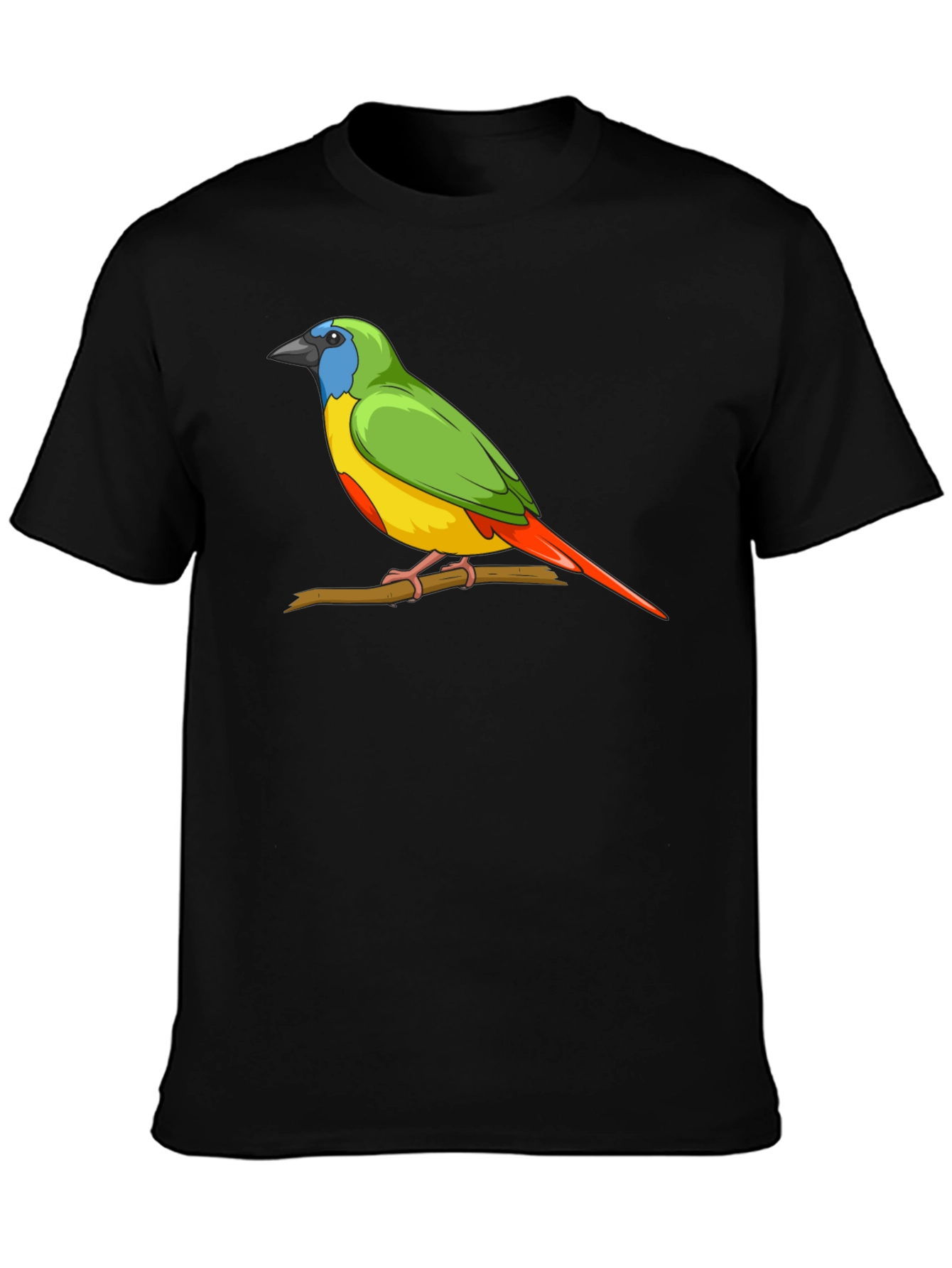 Black Bird on Branch Graphic Tee - Unisex Black T-Shirt view 3