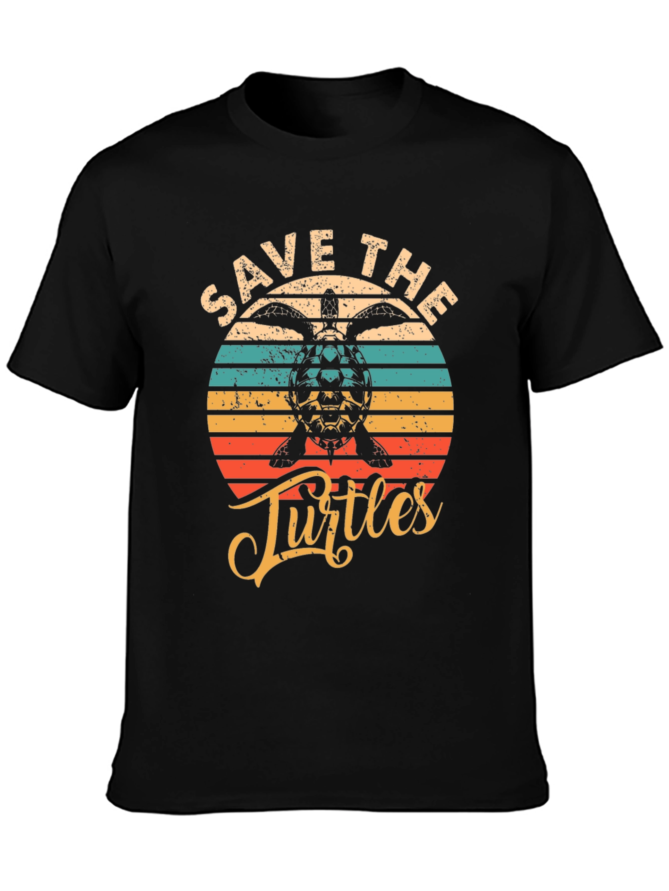Black Save the Turtles Graphic Tee - Retro Style view 3