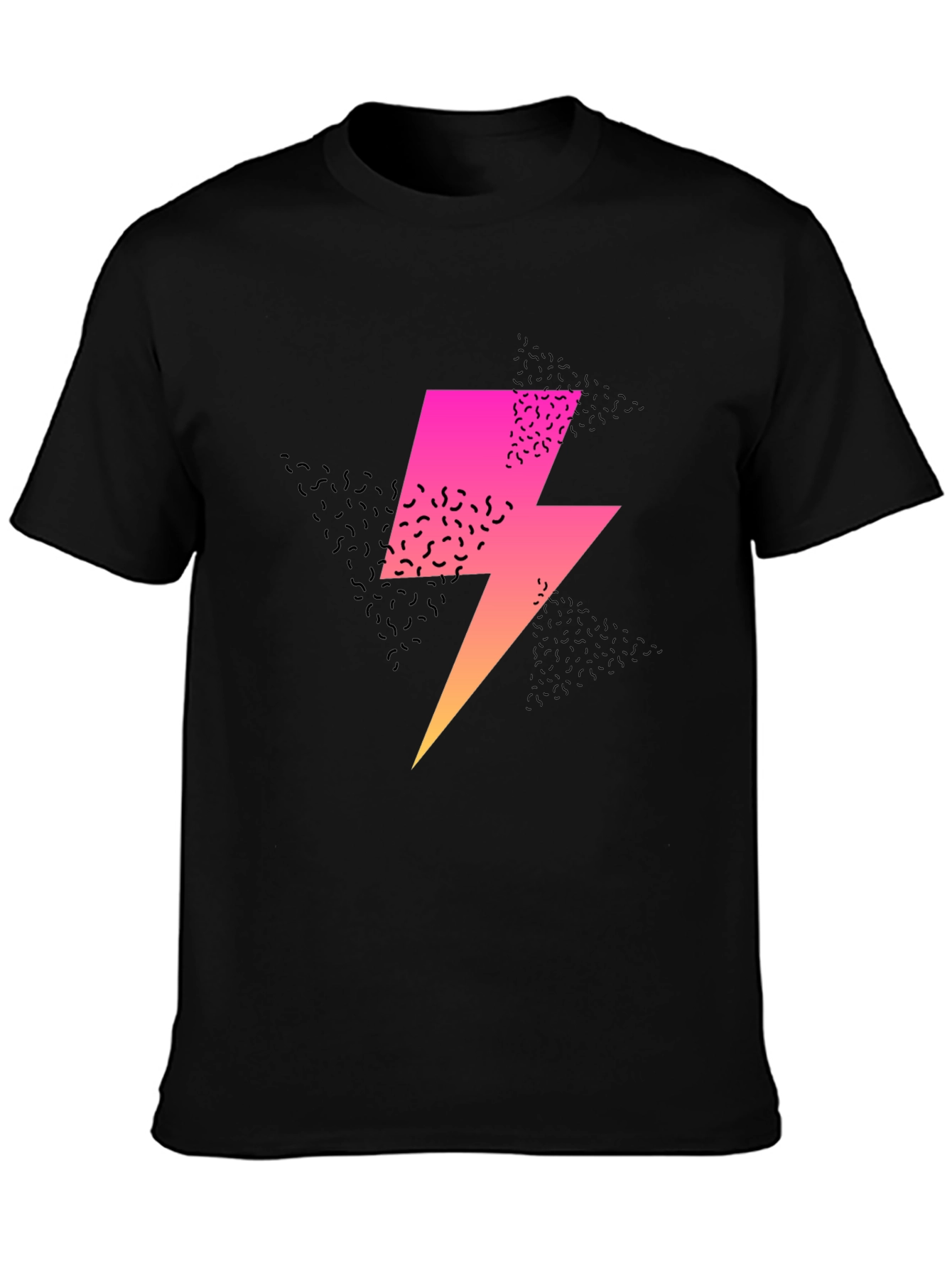 Black Retro Lightning Bolt Graphic T-Shirt view 3