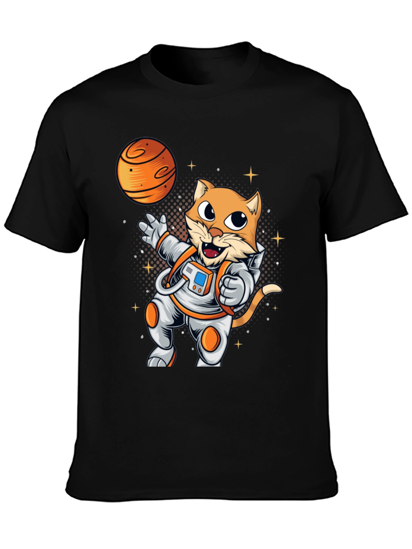 Black Cat Astronaut Black T-Shirt view 3