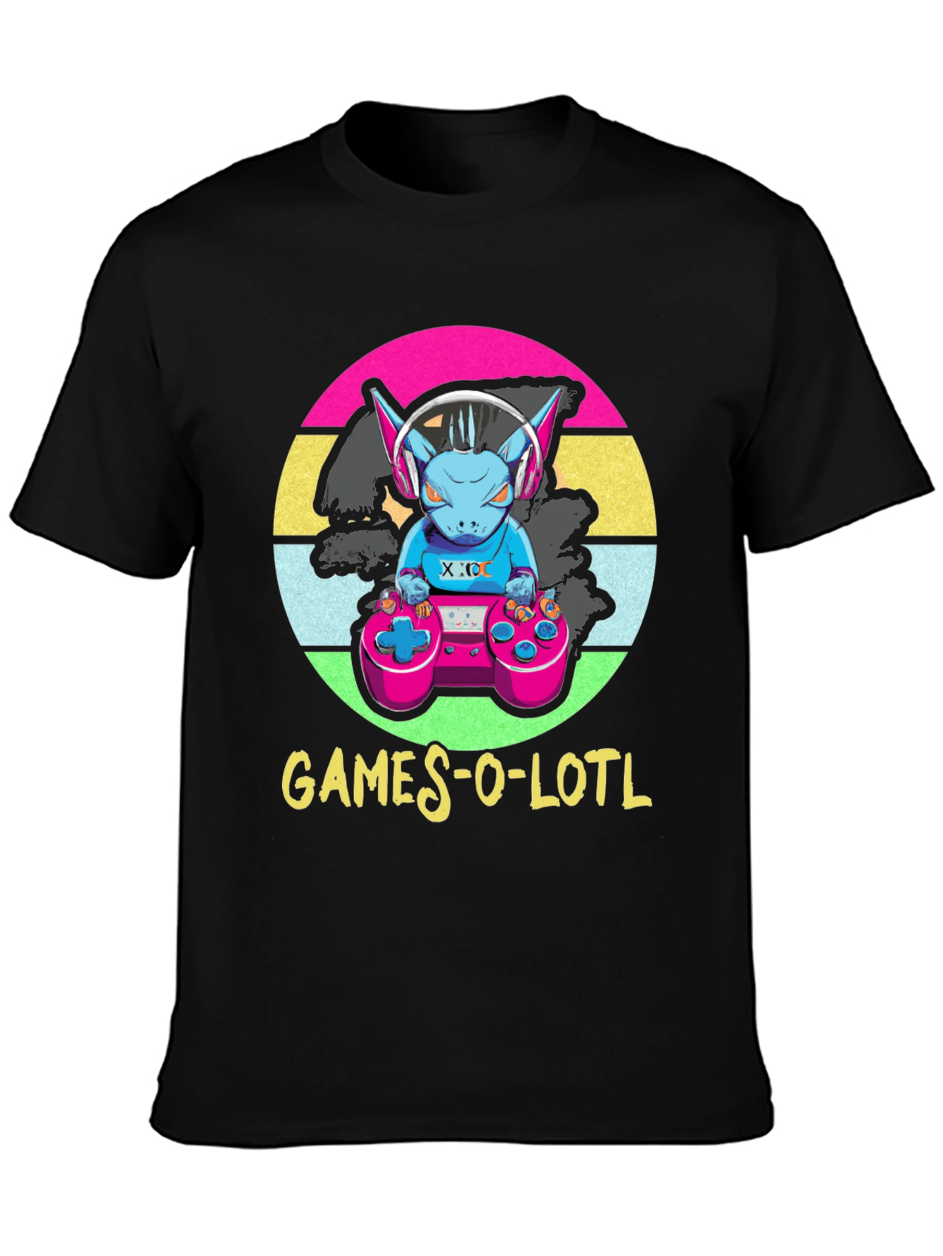 Black Games-O-Lotl T-Shirt - Retro Gamer Design view 3