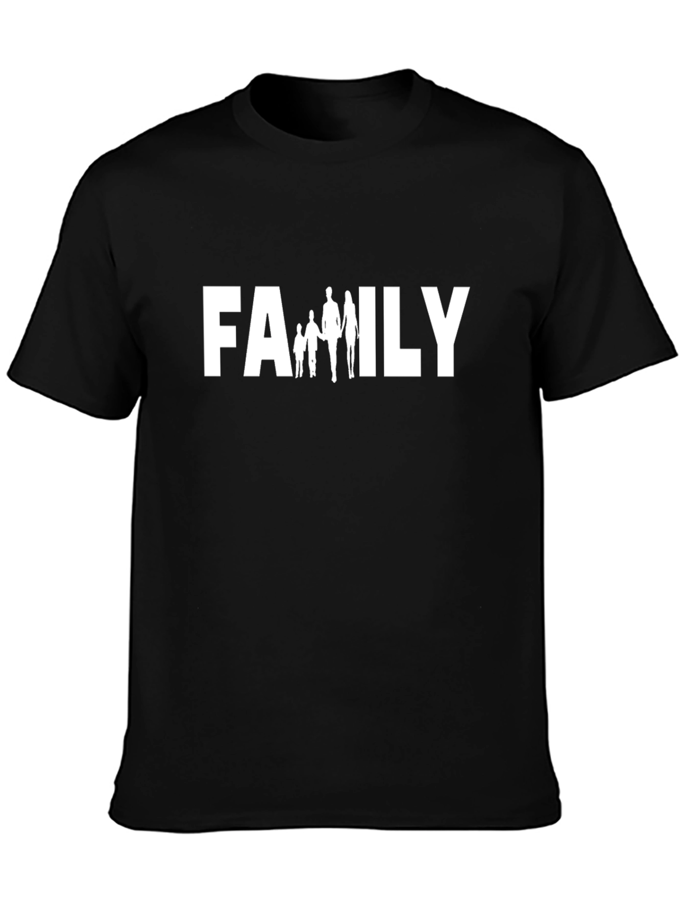Black Family Graphic Tee - Black Cotton Crew Neck Shirt view 3