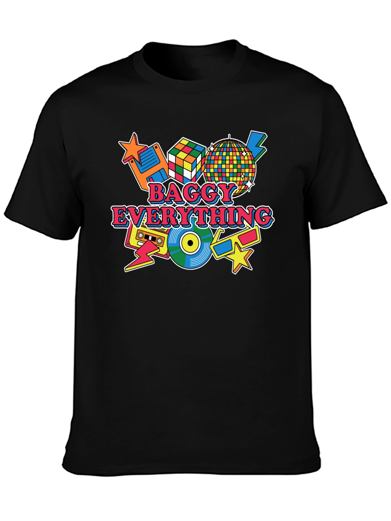 Baggy Everything Black T-Shirt - 80s Throwback - 3