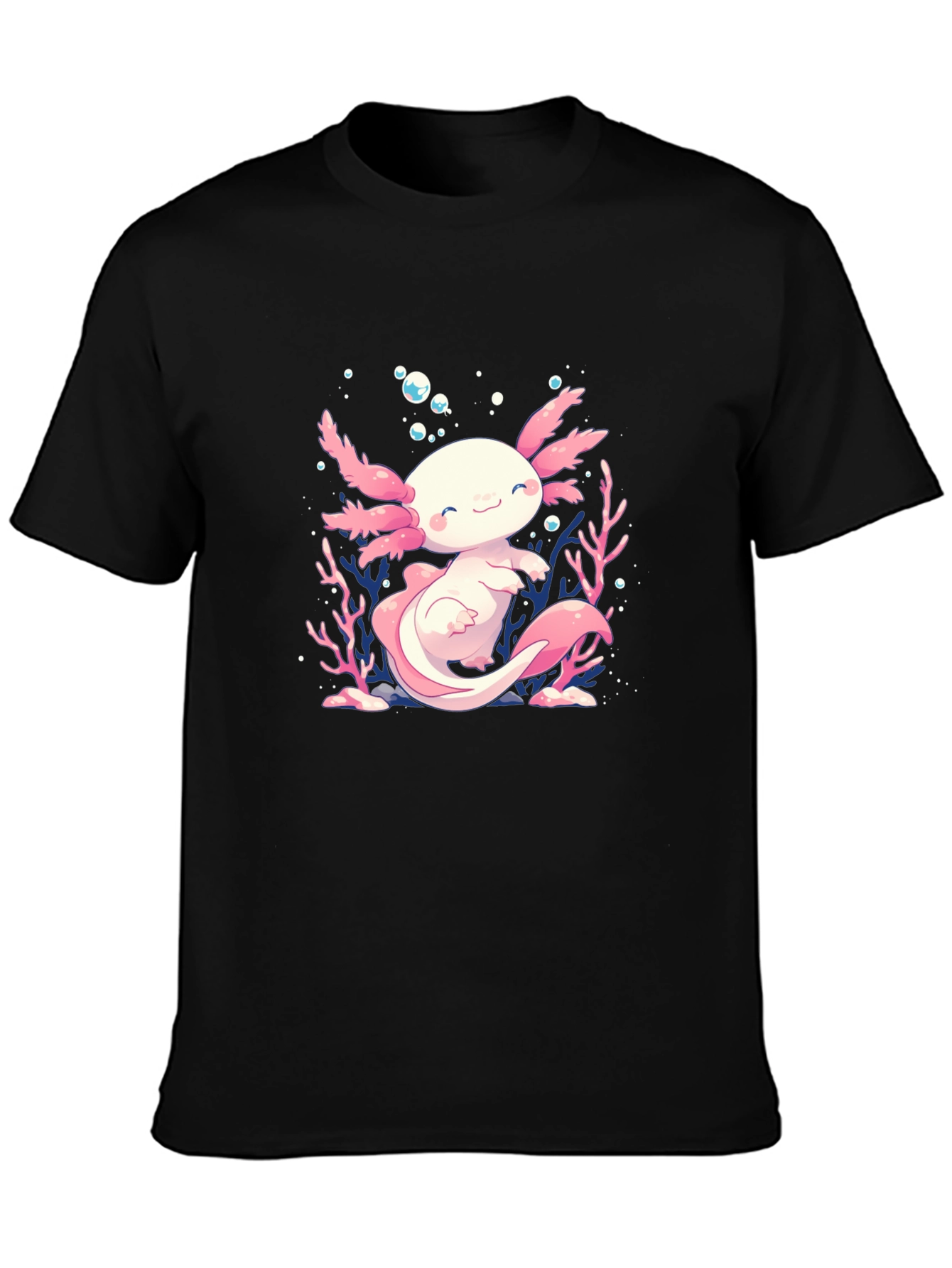 Black Axolotl Graphic Tee - Black Cotton T-Shirt view 3
