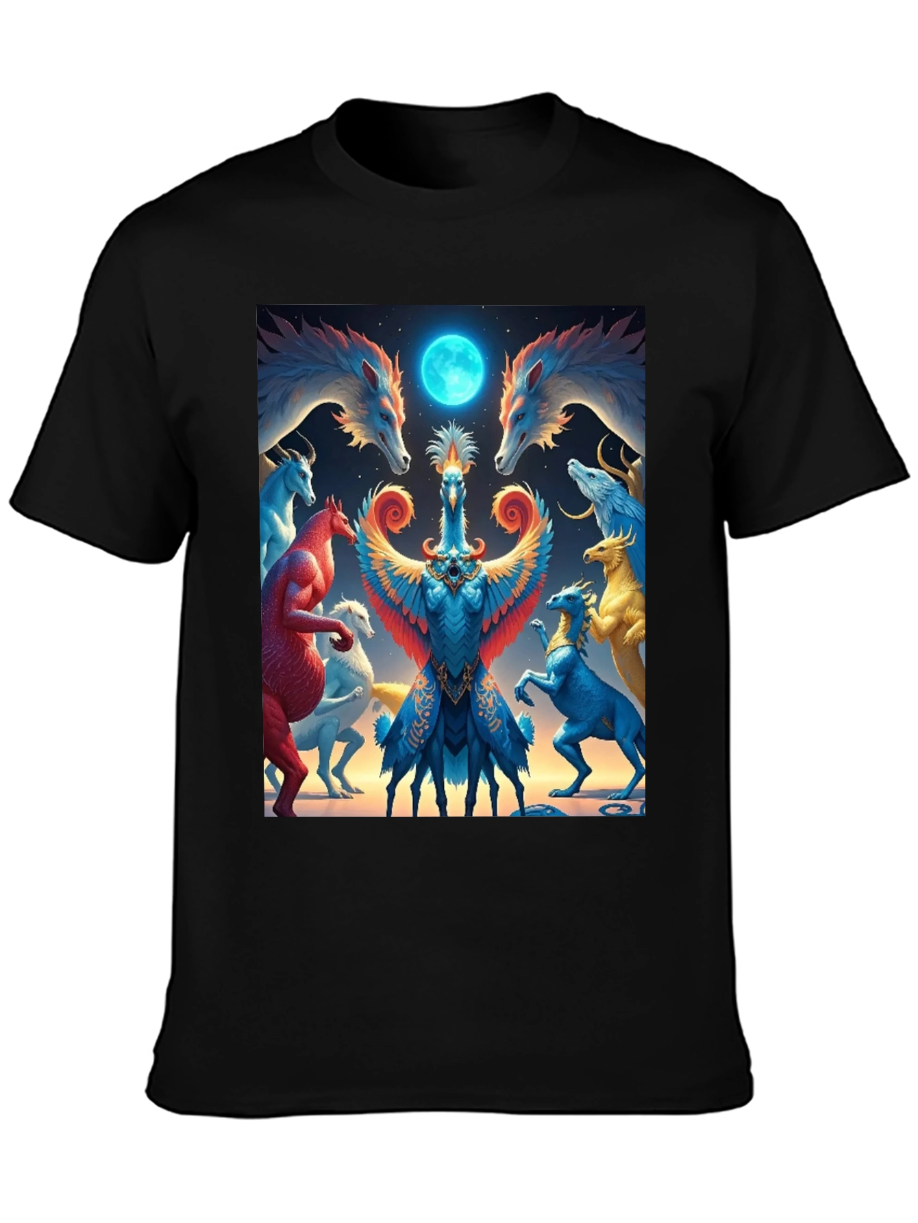 Black Mystical Creatures Graphic Tee - Unique Design view 3