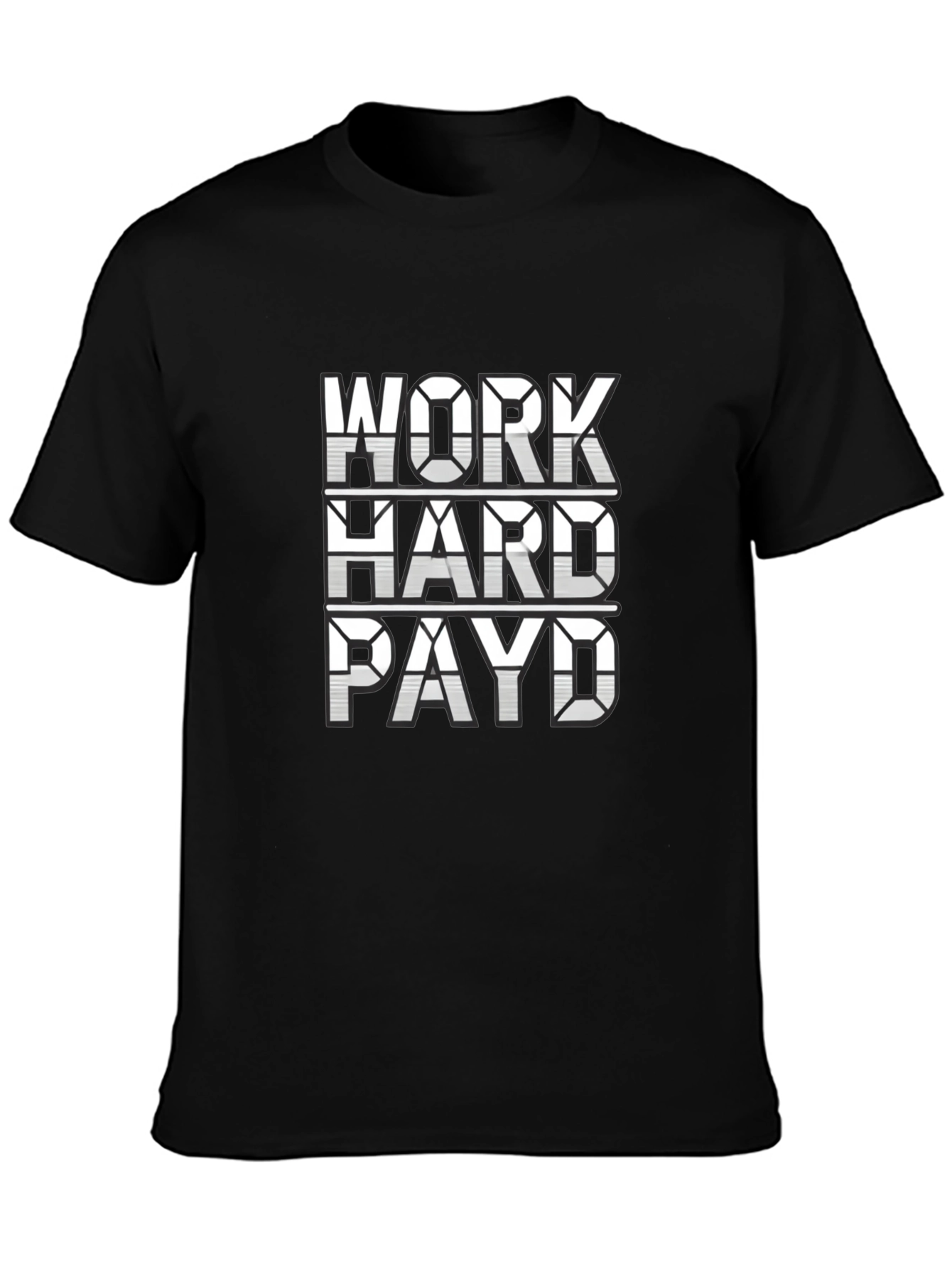 Black Work Hard Payd Graphic Tee - Black Casual T-Shirt view 3