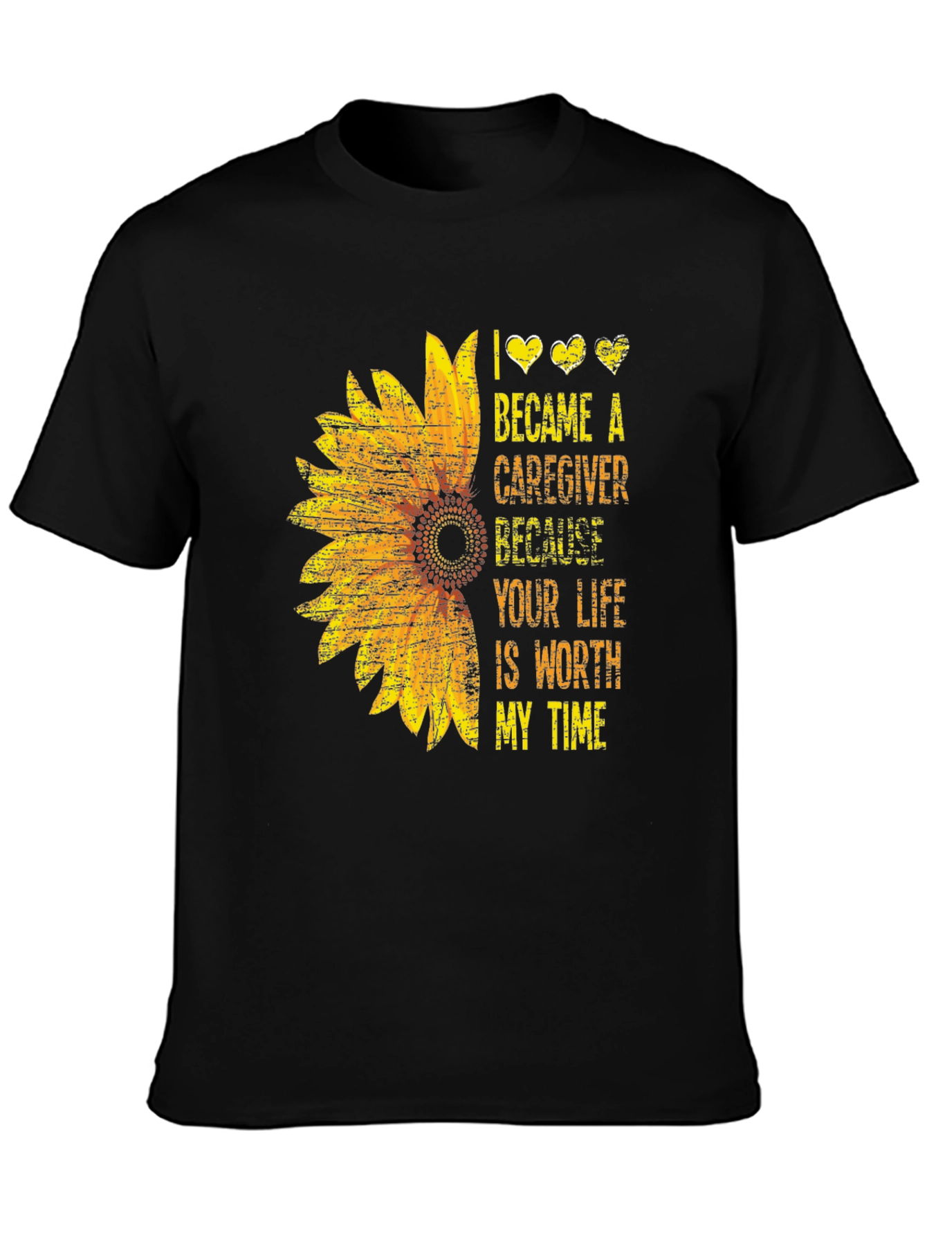 Black Sunflower Caregiver Graphic Tee view 3
