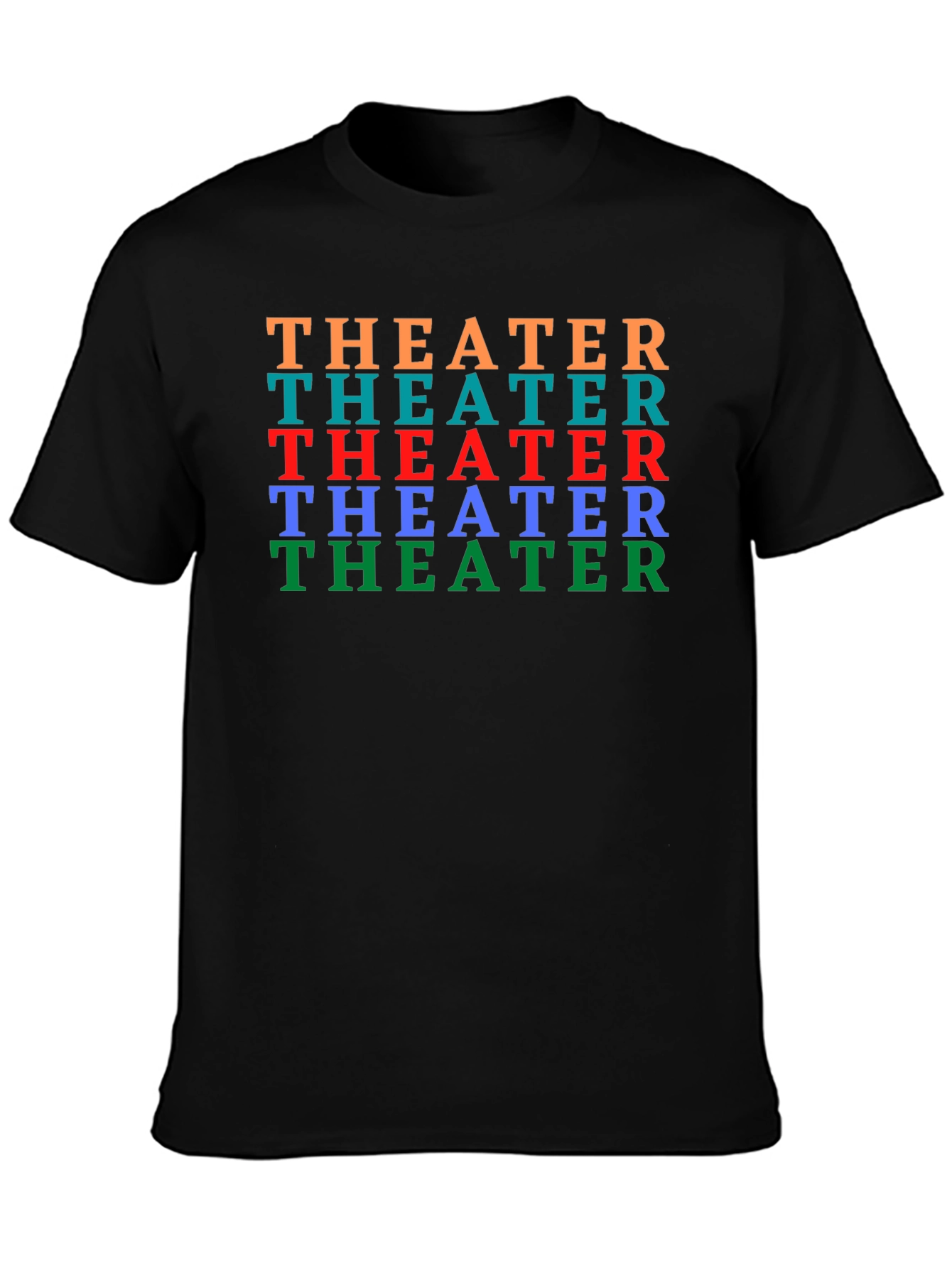 Black Theater Colorful Text T-Shirt view 3