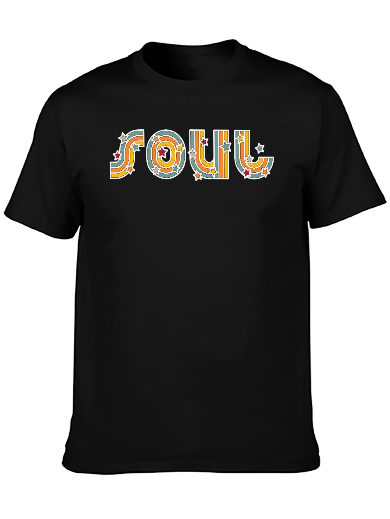 Black Vintage Soul Retro Star T-Shirt view 3