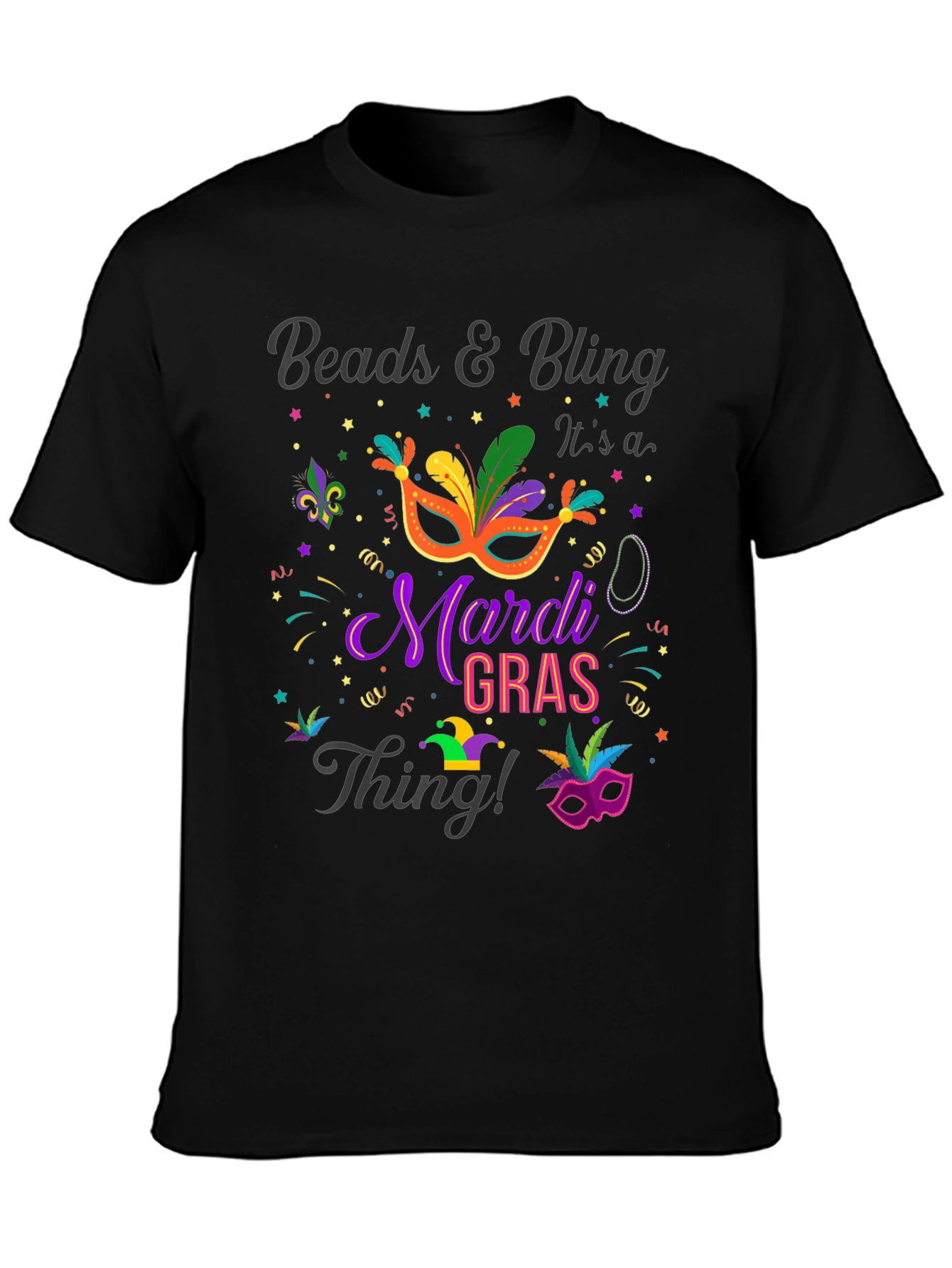 Mardi Gras Beads & Bling Graphic T-Shirt - 3