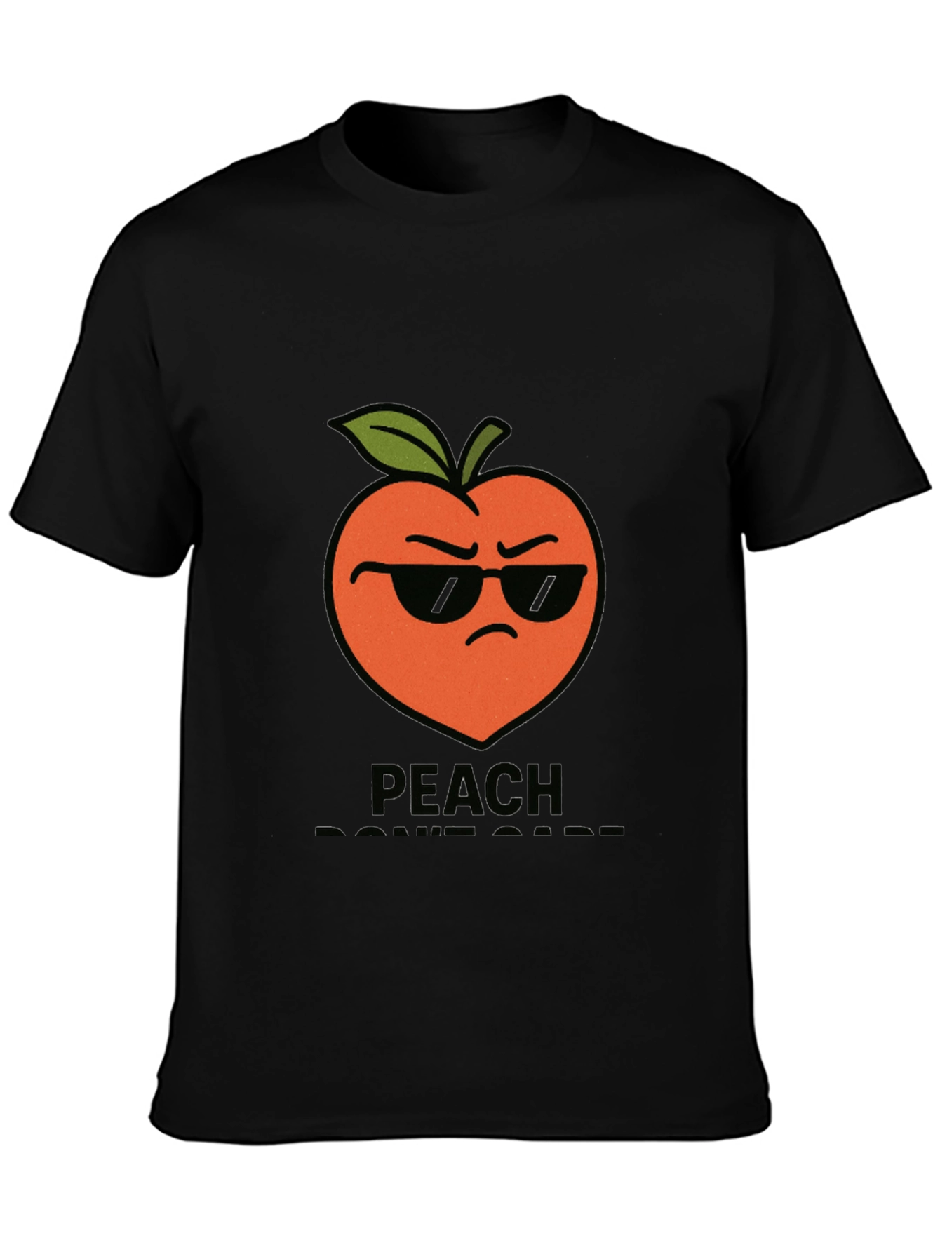 Black Cool Peach Graphic T-Shirt - "Peach Don't Care!" view 3