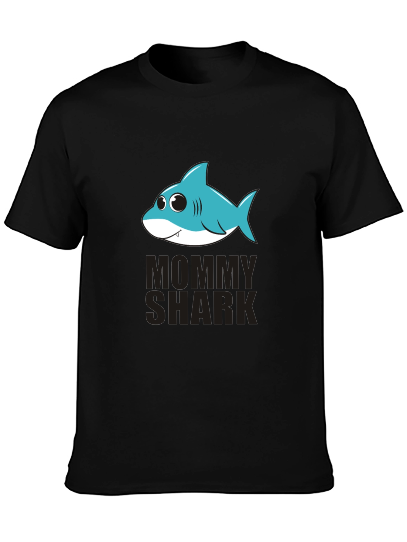 Black Mommy Shark Graphic Tee - Black Cotton T-Shirt view 3