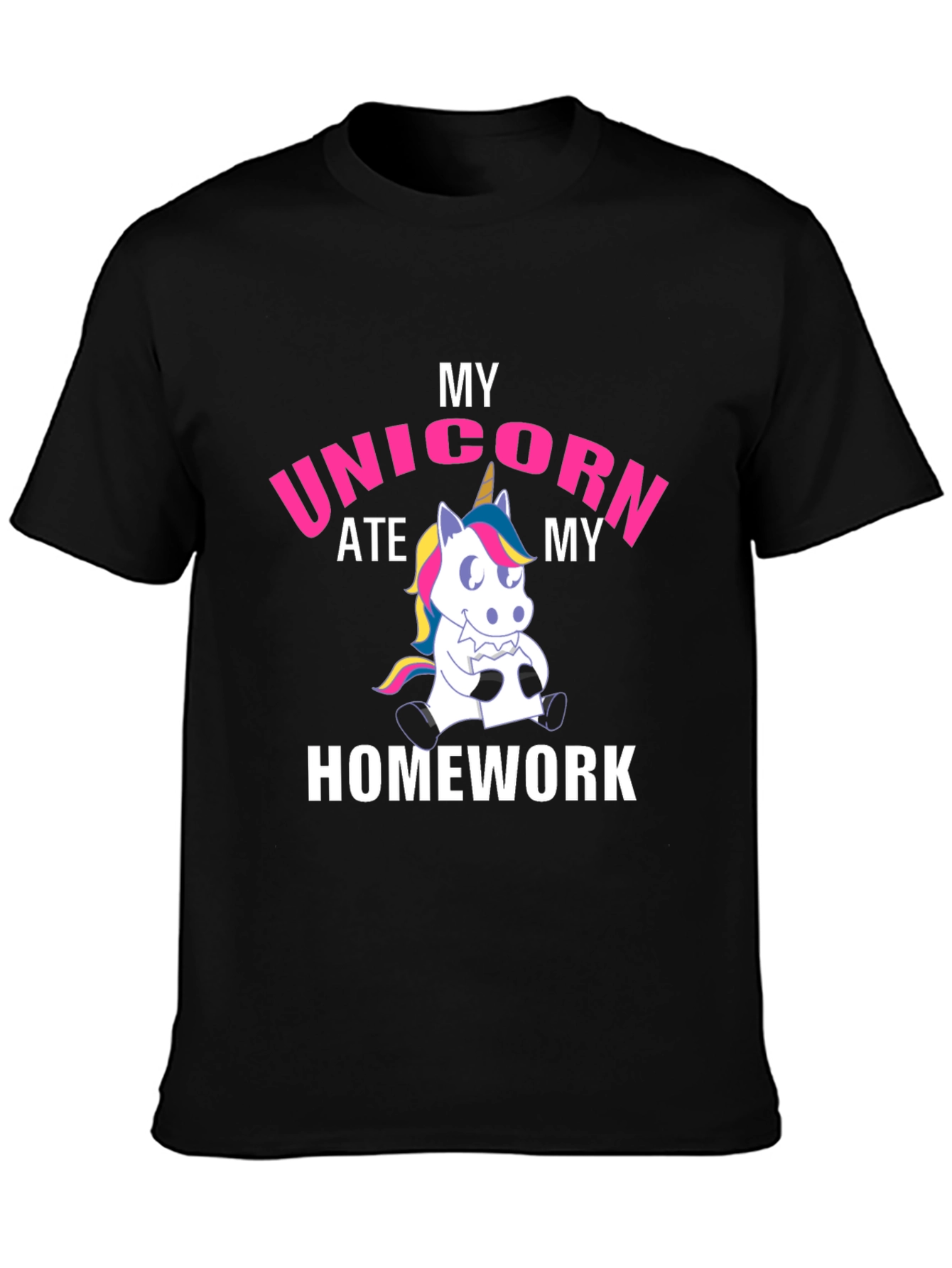 Black My Unicorn Ate My Homework T-Shirt view 3