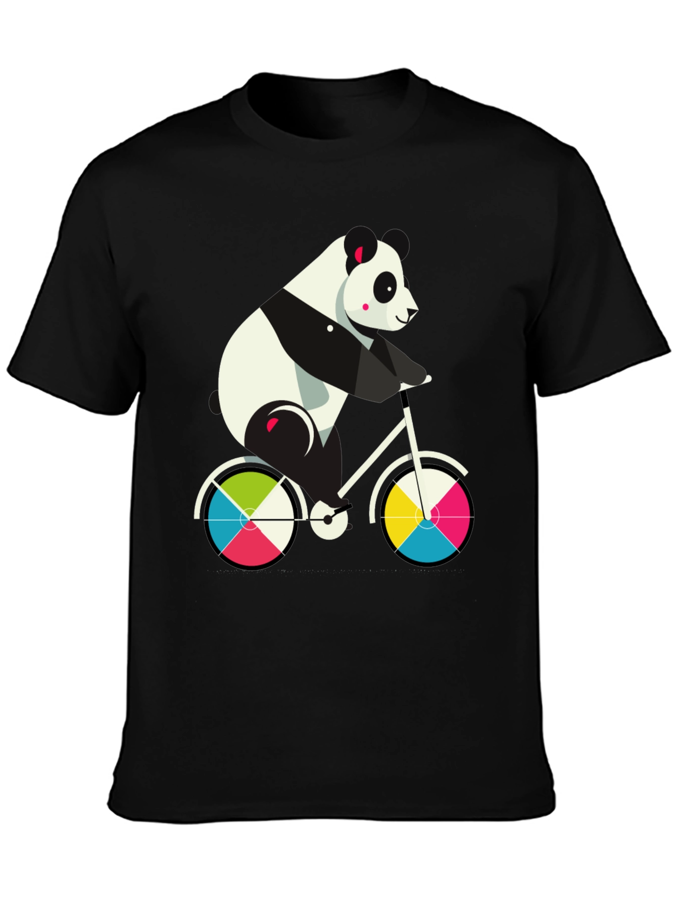 Black Panda on Bike Graphic Tee - Fun & Stylish Cotton T-Shirt view 3