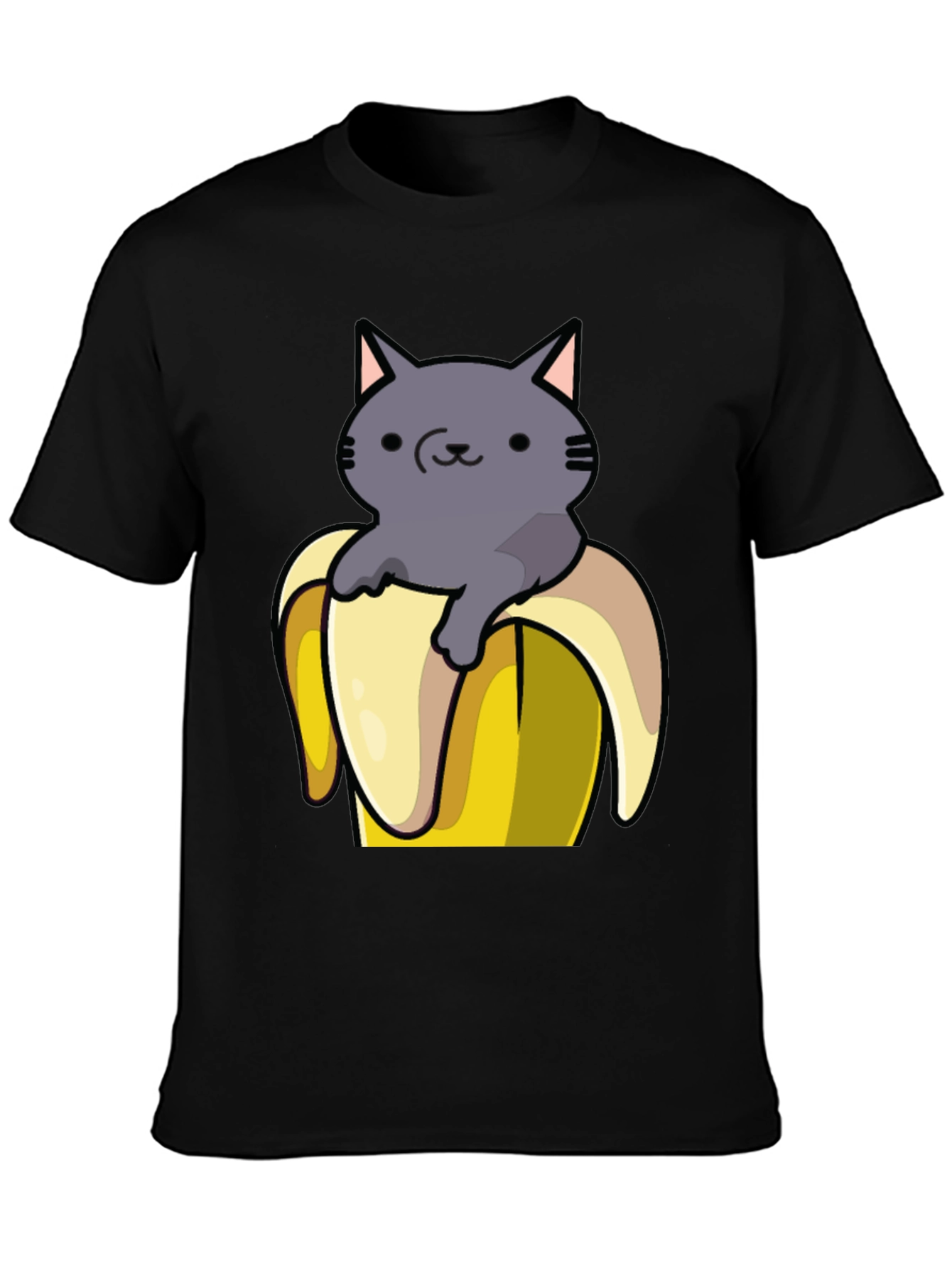 Black Cat in Banana T-Shirt - Funny Graphic Tee view 3