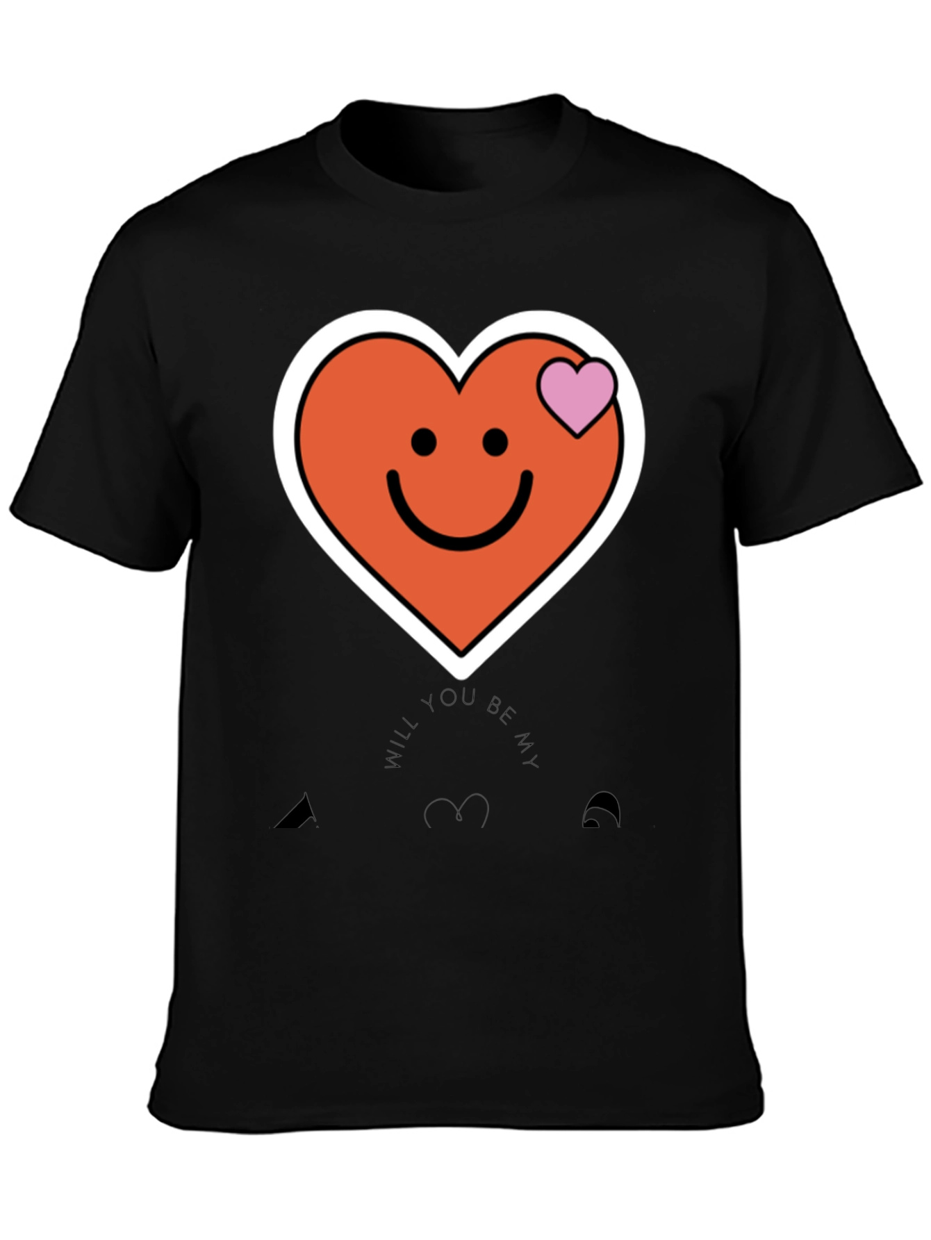 Black Heart Smiley Face Graphic Tee view 3