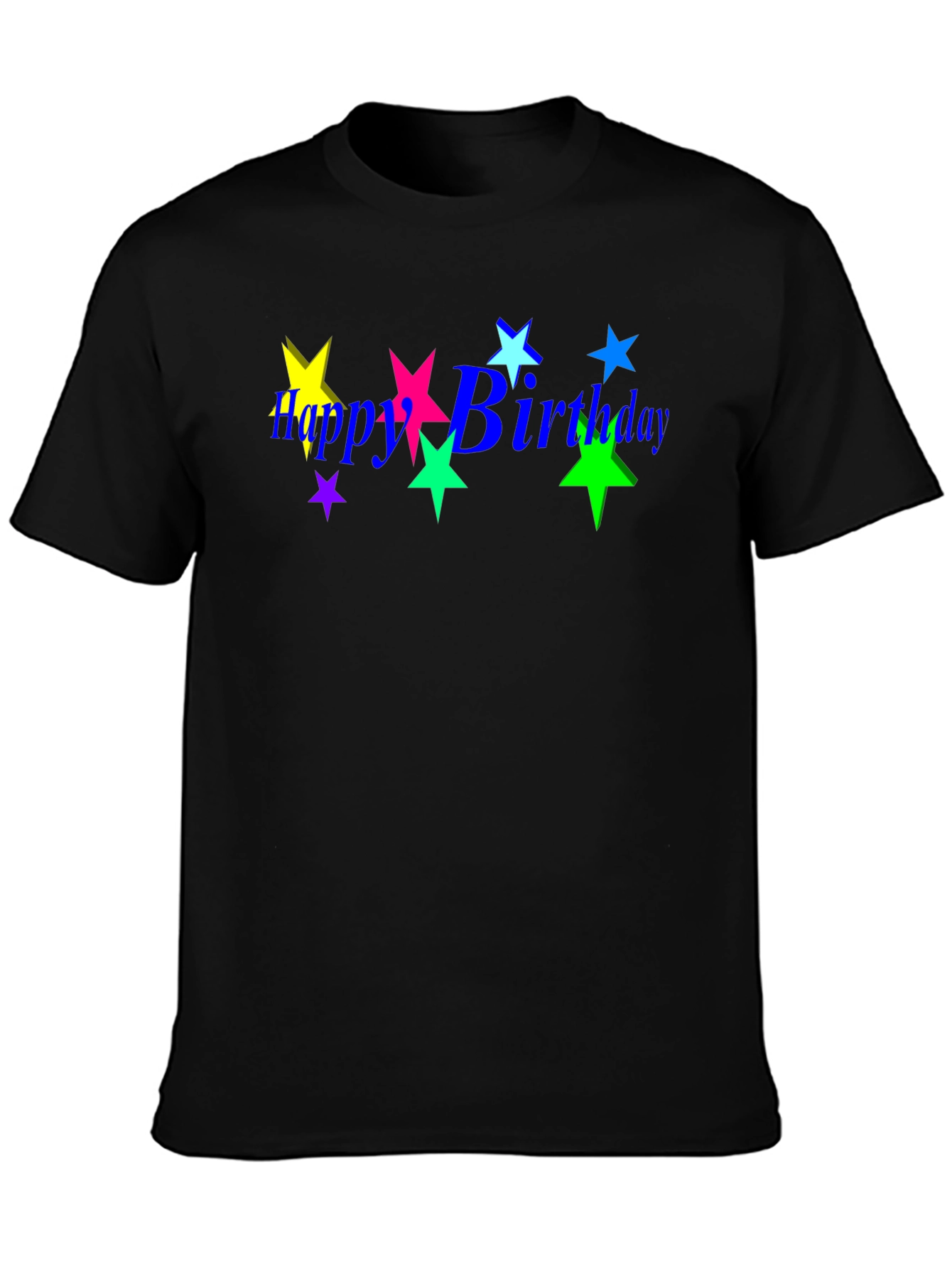 Black Happy Birthday Star Graphic Tee - Trendy Black T-Shirt view 3