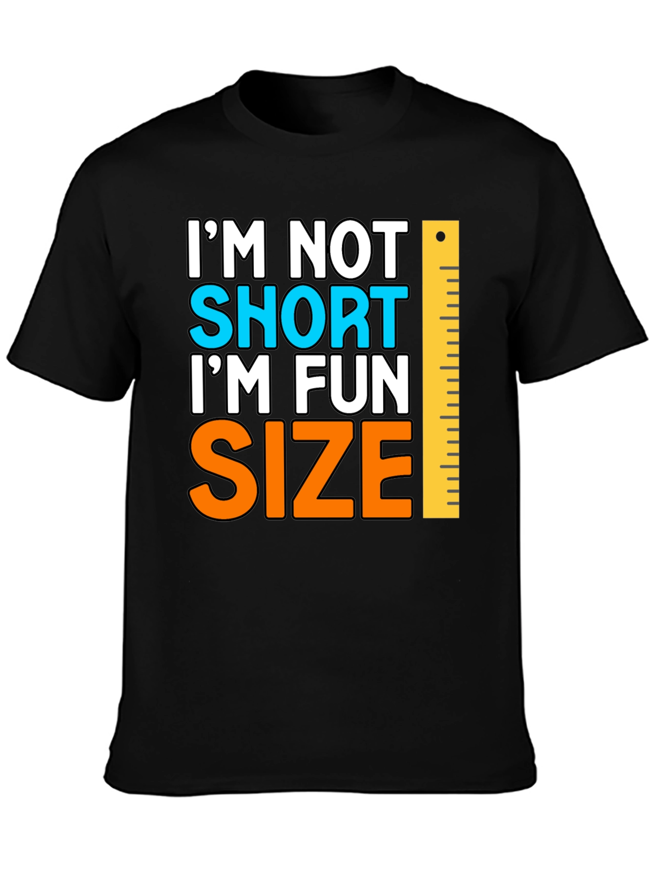 Black Fun Size T-Shirt - Humorous Short Joke view 3