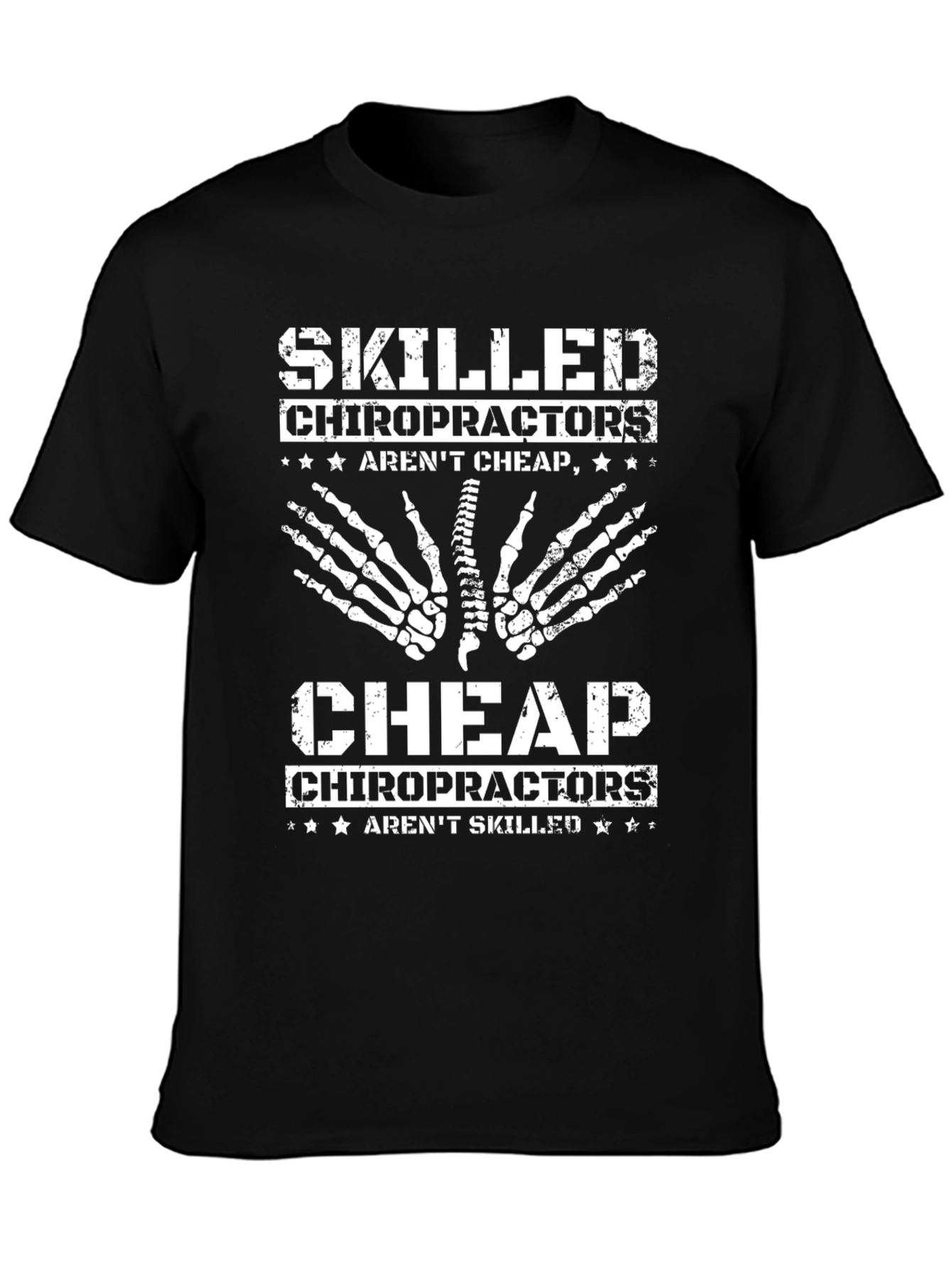 Black Skilled Chiropractors T-Shirt - Funny Chiropractic Tee view 3