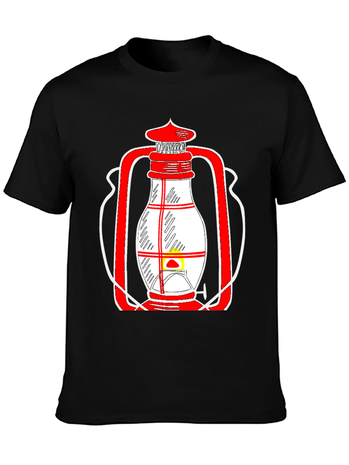 Black Lantern Graphic Tee - Unique Red and White Design view 3