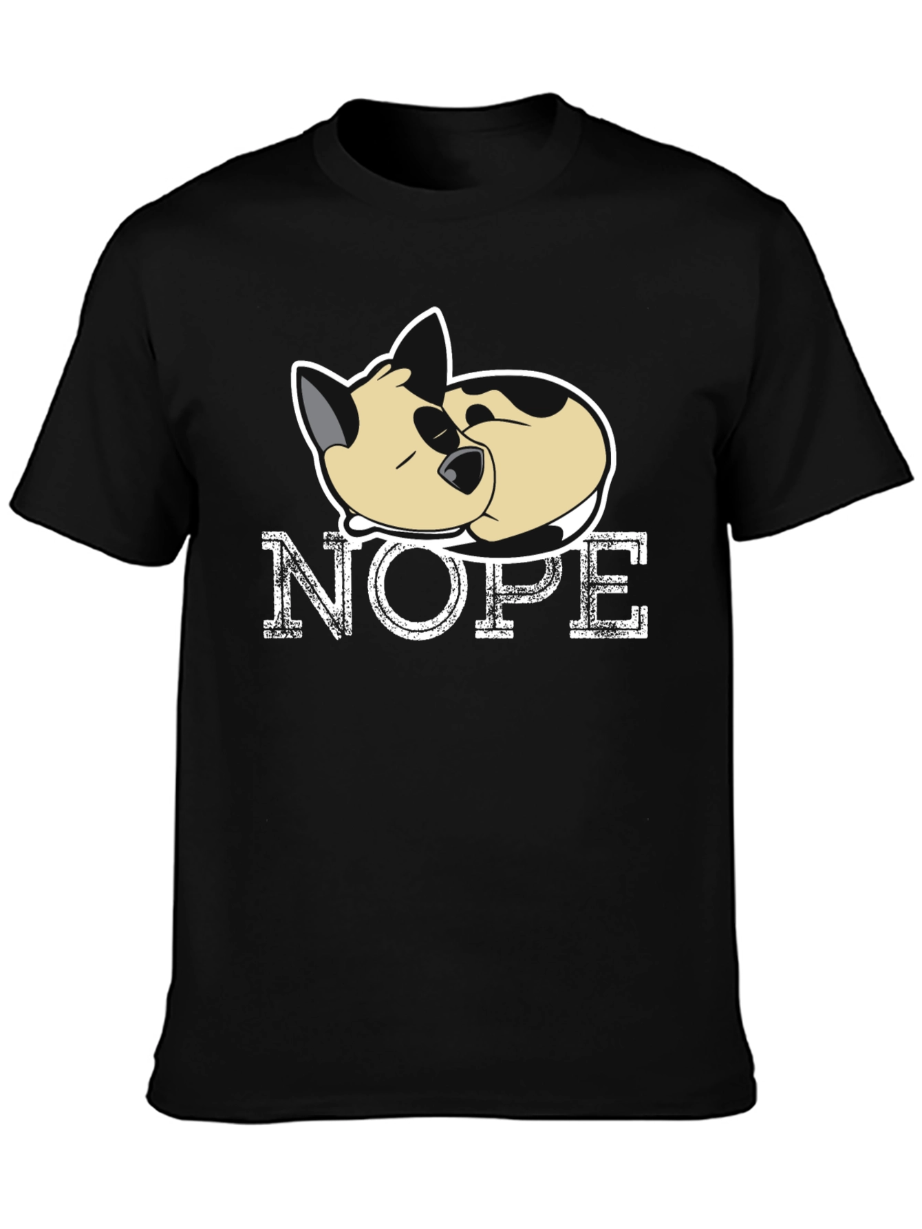 Black Nope Cat T-Shirt - Funny Lazy Cat Tee view 3