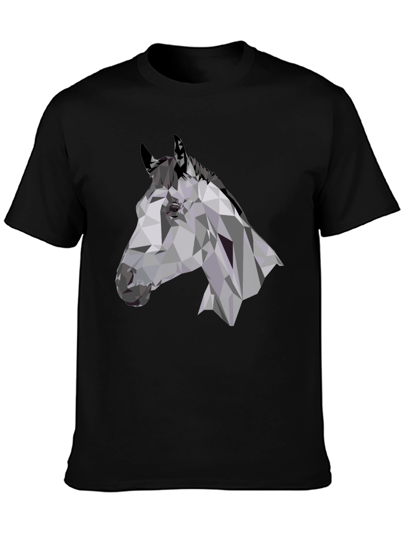 Black Geometric Horse Head Black T-Shirt view 3