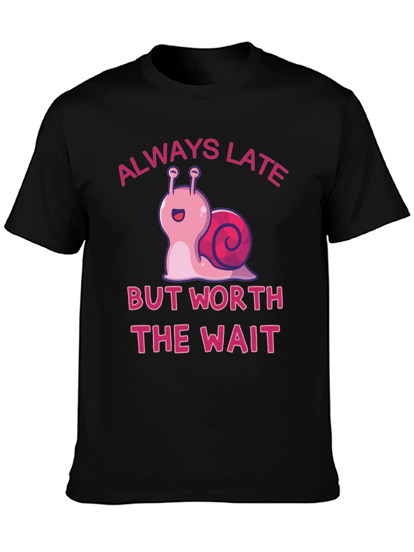 Black Always Late Snail Graphic Tee view 3