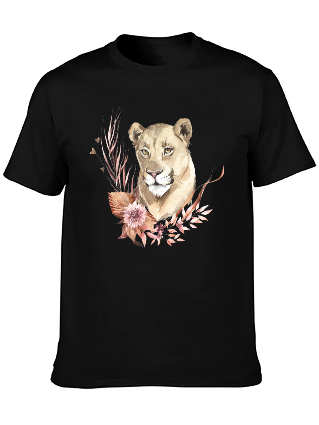 Black Lioness Floral Graphic Tee - Black view 3
