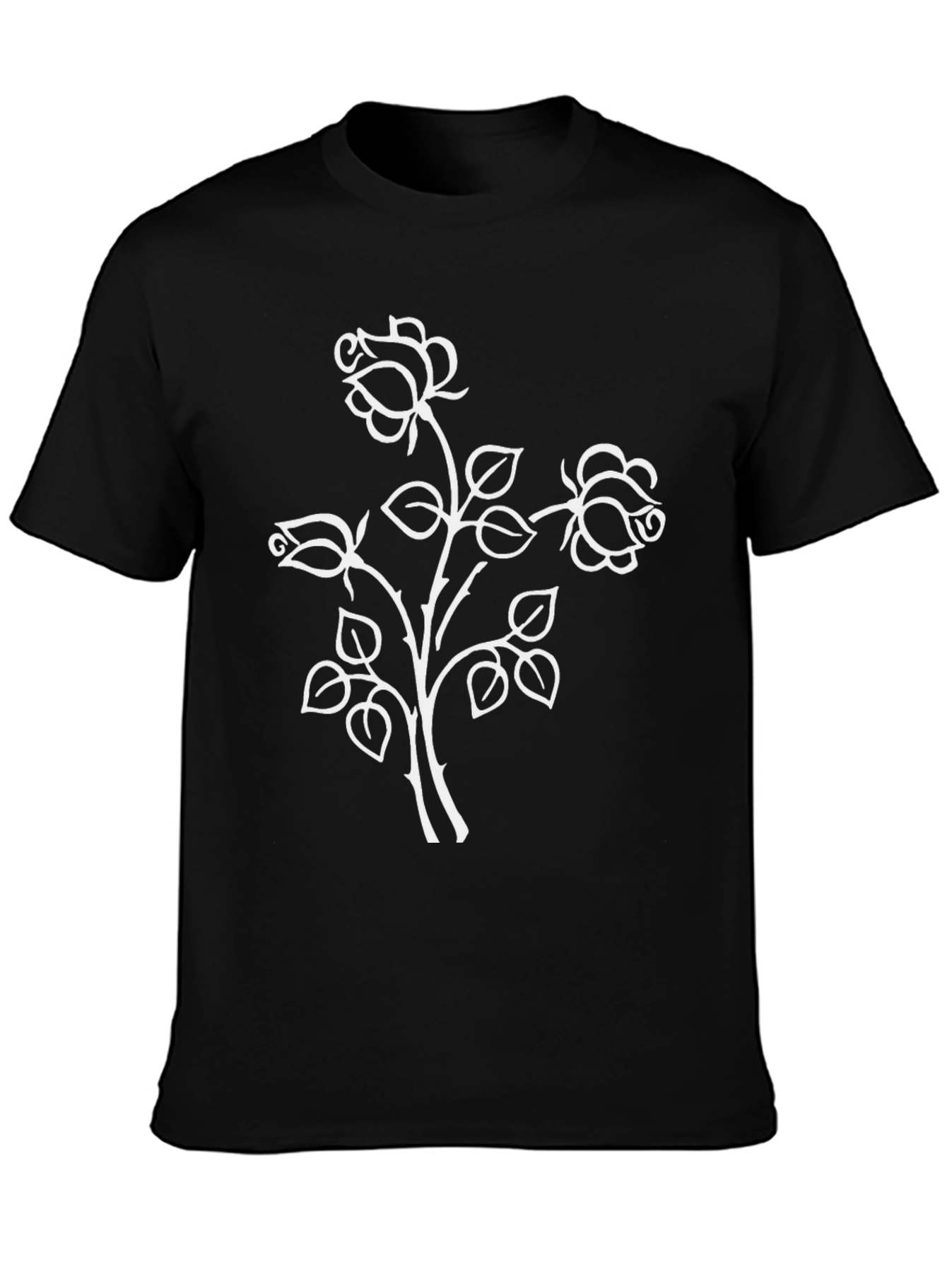 Black Black Rose T-Shirt: Floral Botanical Design view 3