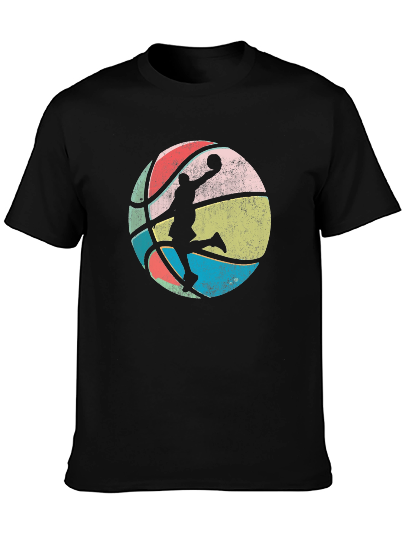 Black Retro Basketball Player Graphic Tee view 3