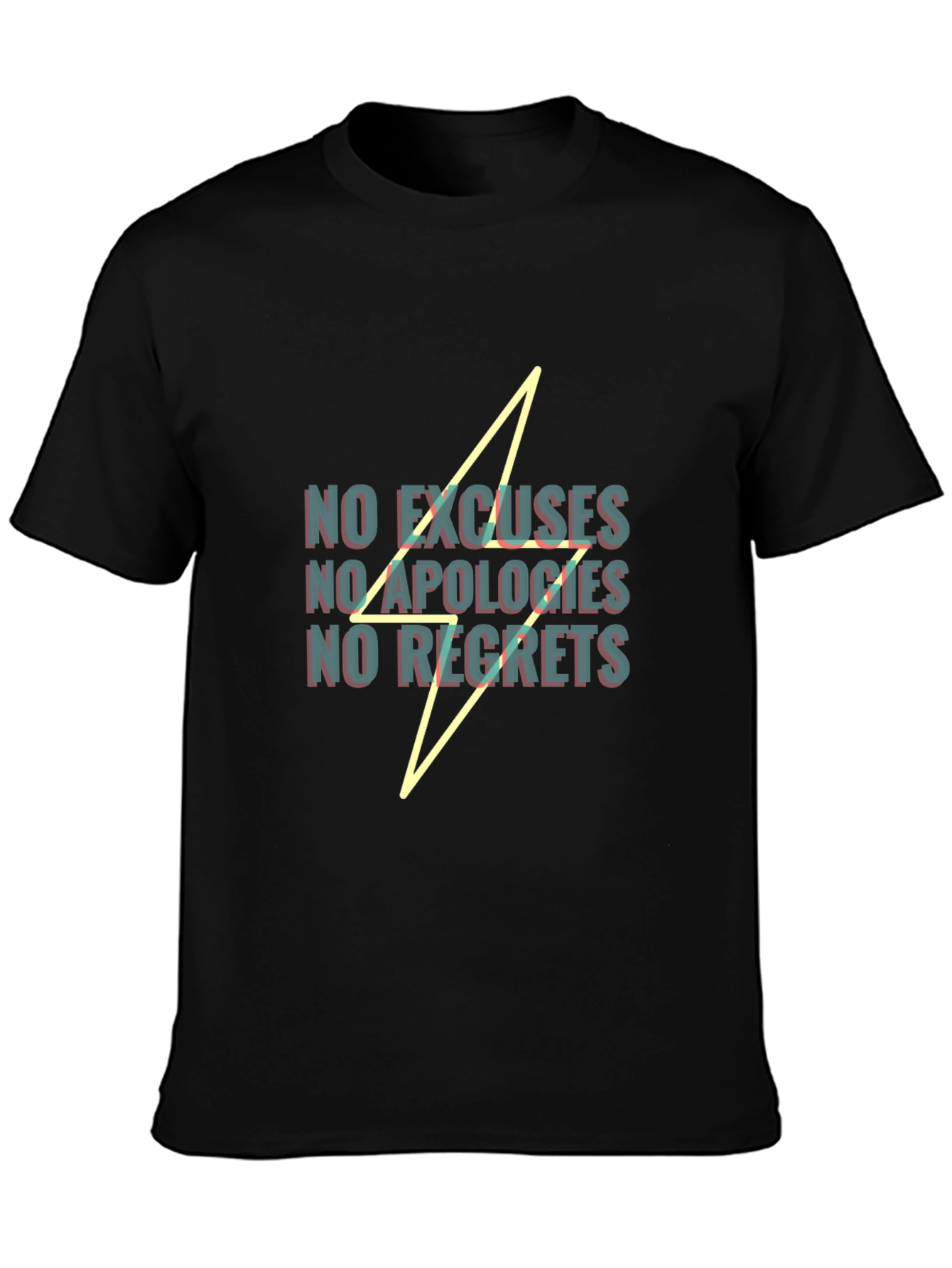 Black No Excuses Graphic Print Black T-Shirt view 3