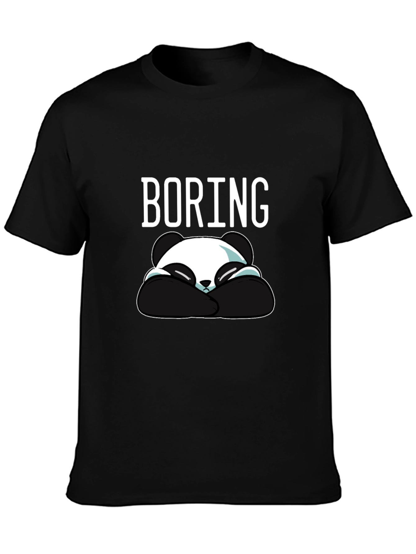 Black Boring Panda Graphic T-Shirt - Soft Cotton Tee view 3