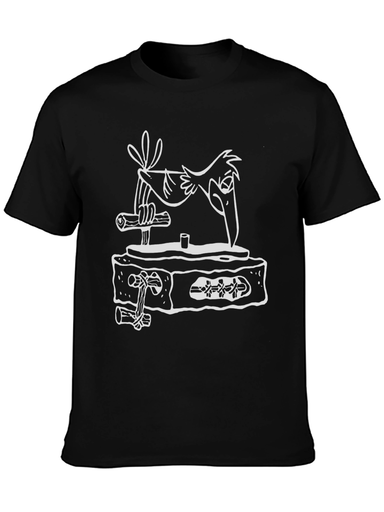 Black Cartoon Bird T-Shirt - Unique Graphic Tee view 3