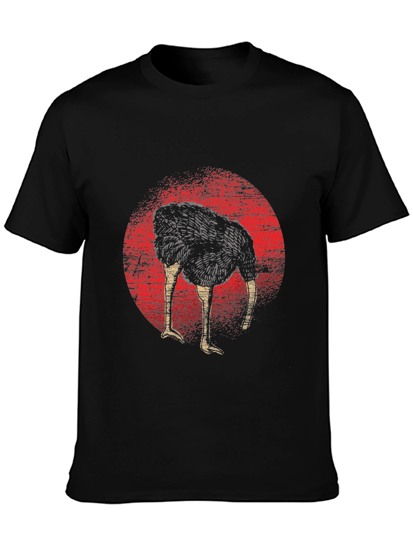 Black Ostrich Head in Sand Graphic Tee - Funny Graphic T-Shirt view 3