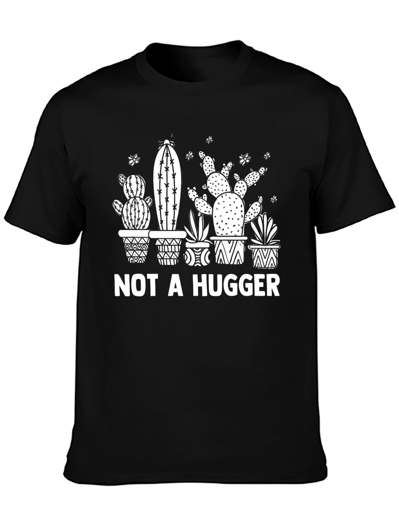 Black Not a Hugger Cactus Graphic T-Shirt view 3