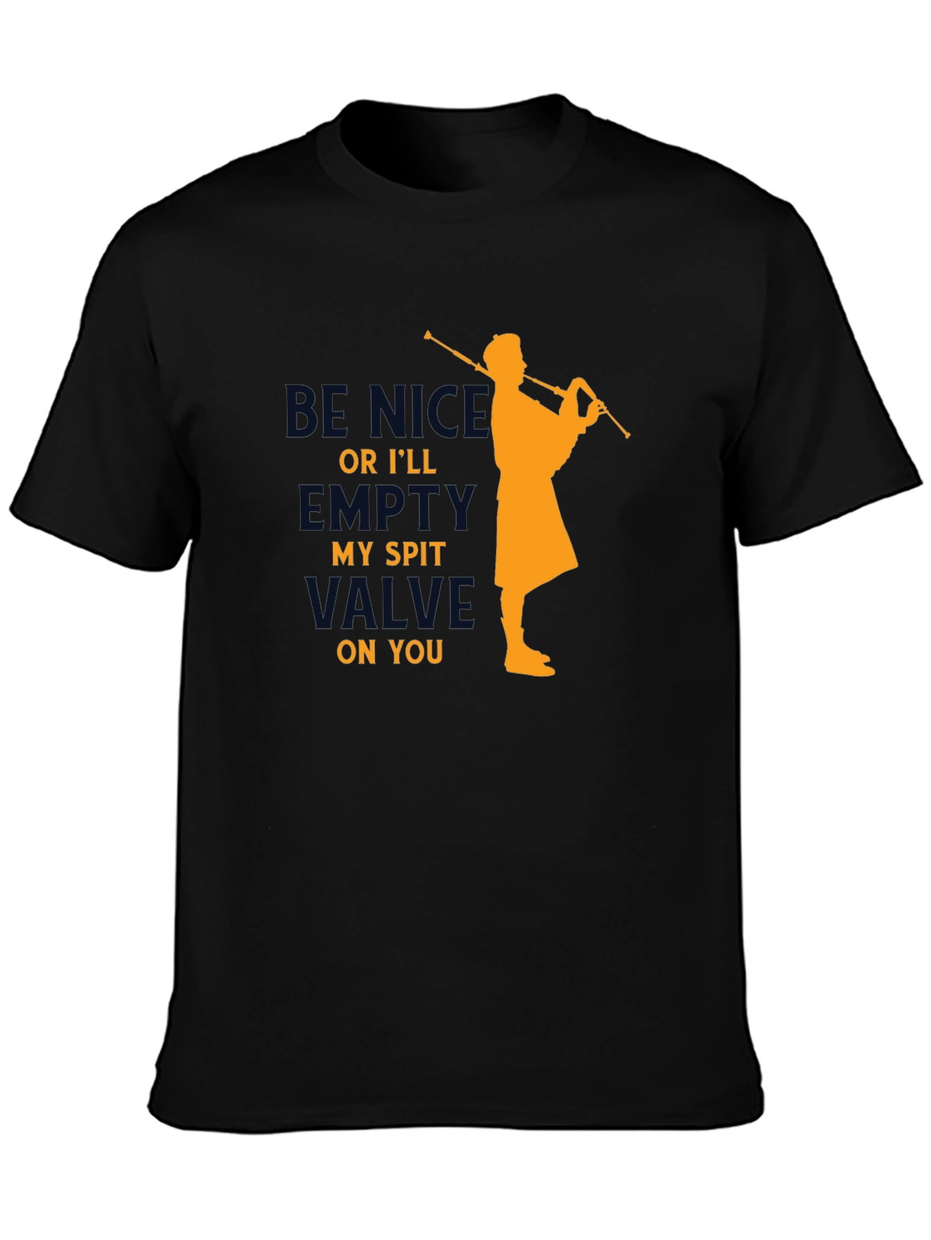 Black Funny Bagpipe Player T-Shirt - Empty My Spit Valve view 3