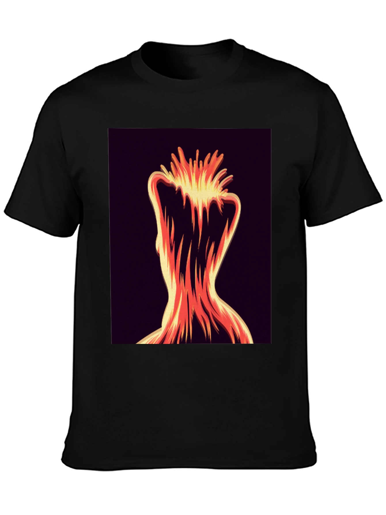 Black Abstract Fiery Figure Tee - Bold Graphic Print view 3