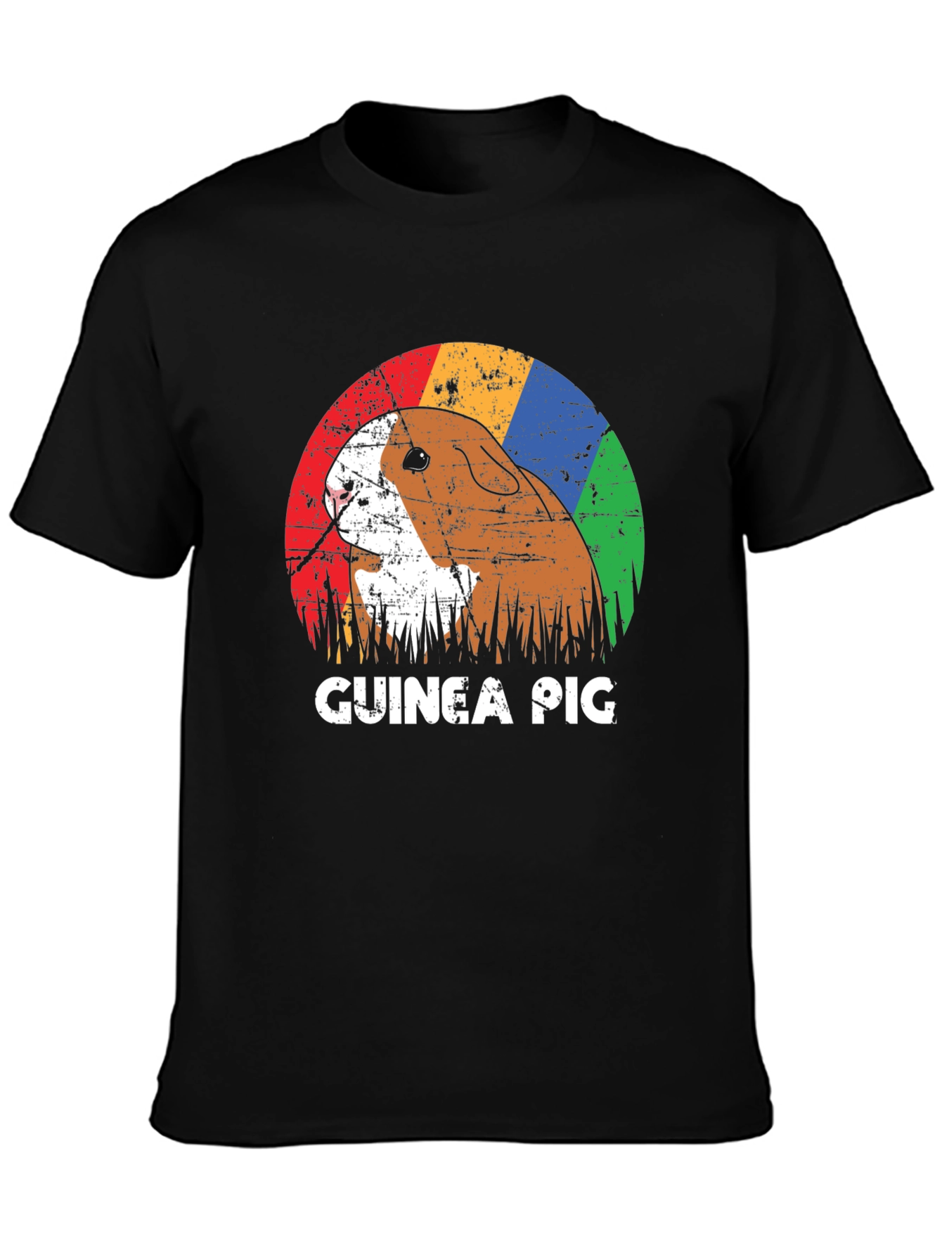 Black Retro Guinea Pig Graphic T-Shirt - Unisex view 3
