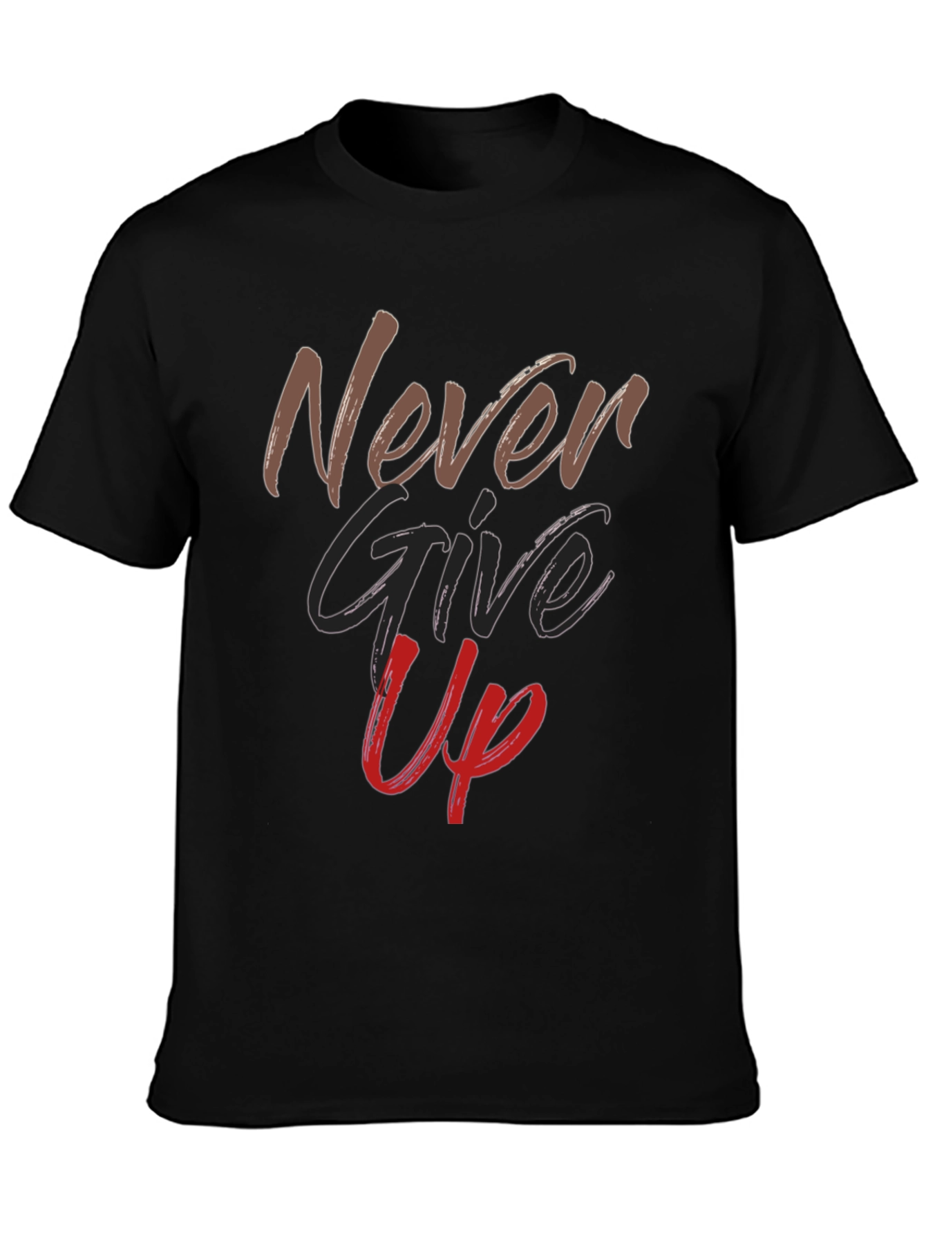 Black Never Give Up Graphic Tee - Motivational Shirt view 3