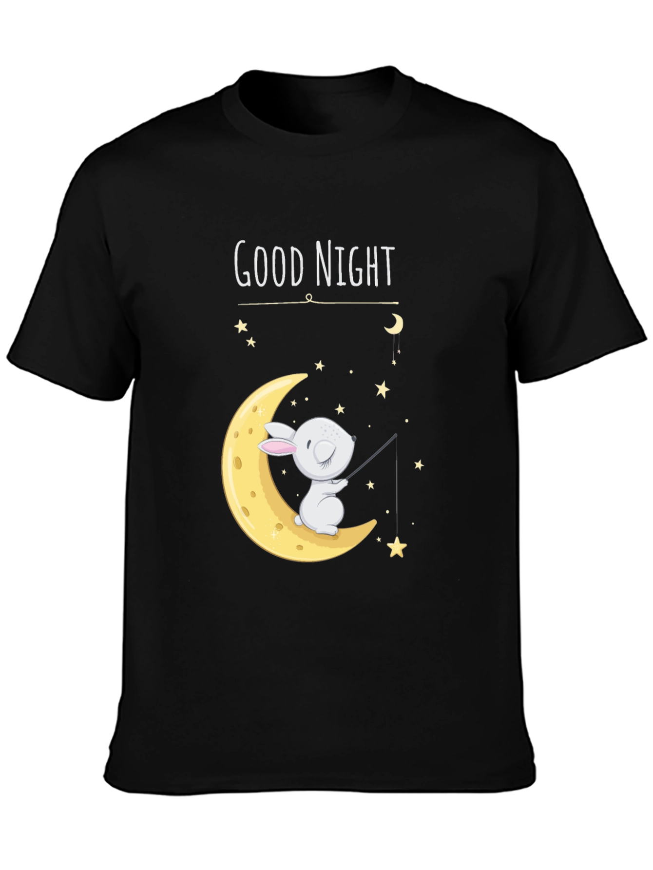 Black Good Night Moon Bunny Graphic Tee view 3