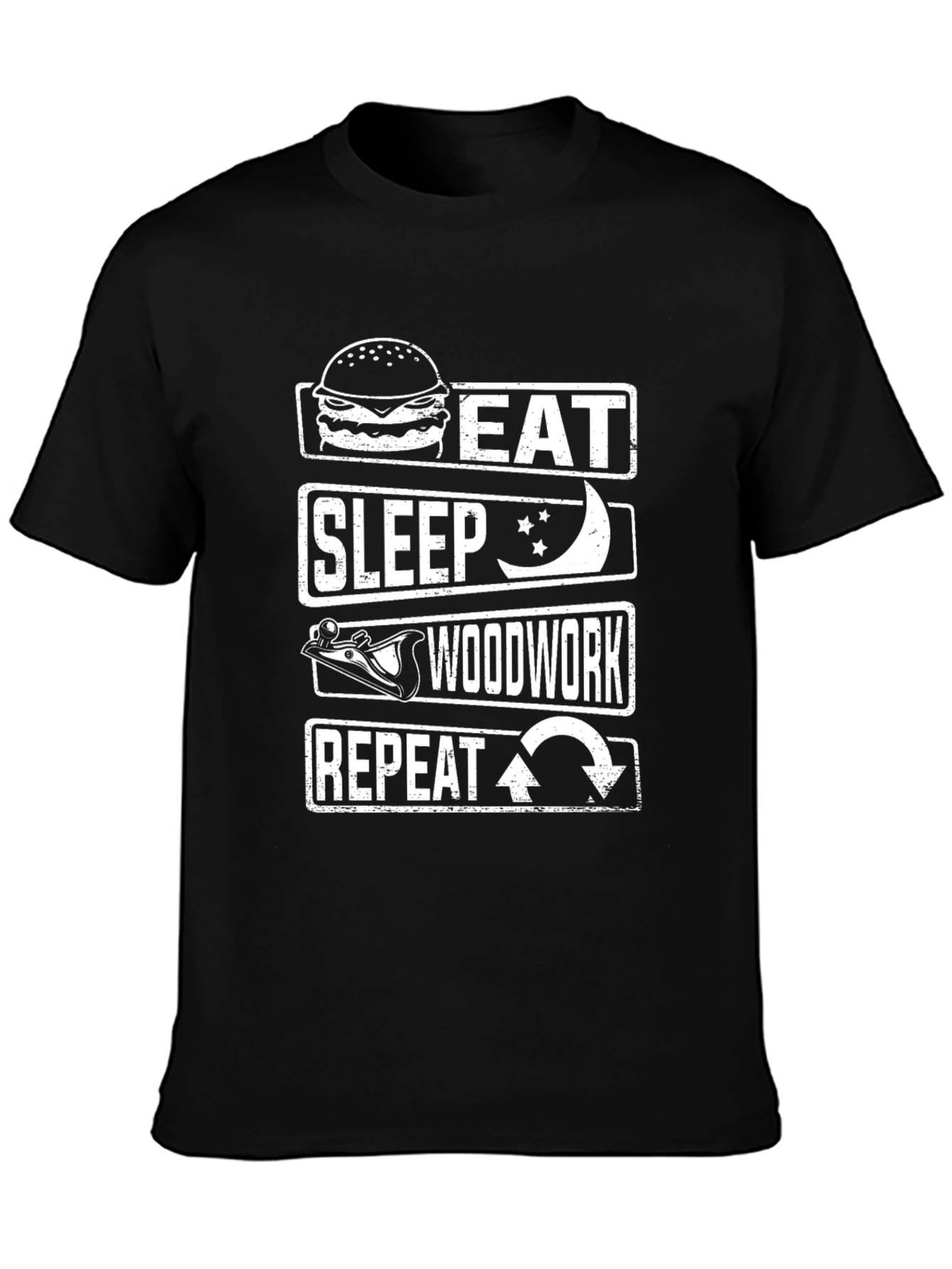 Black Eat Sleep Woodwork Repeat T-Shirt - Black view 3
