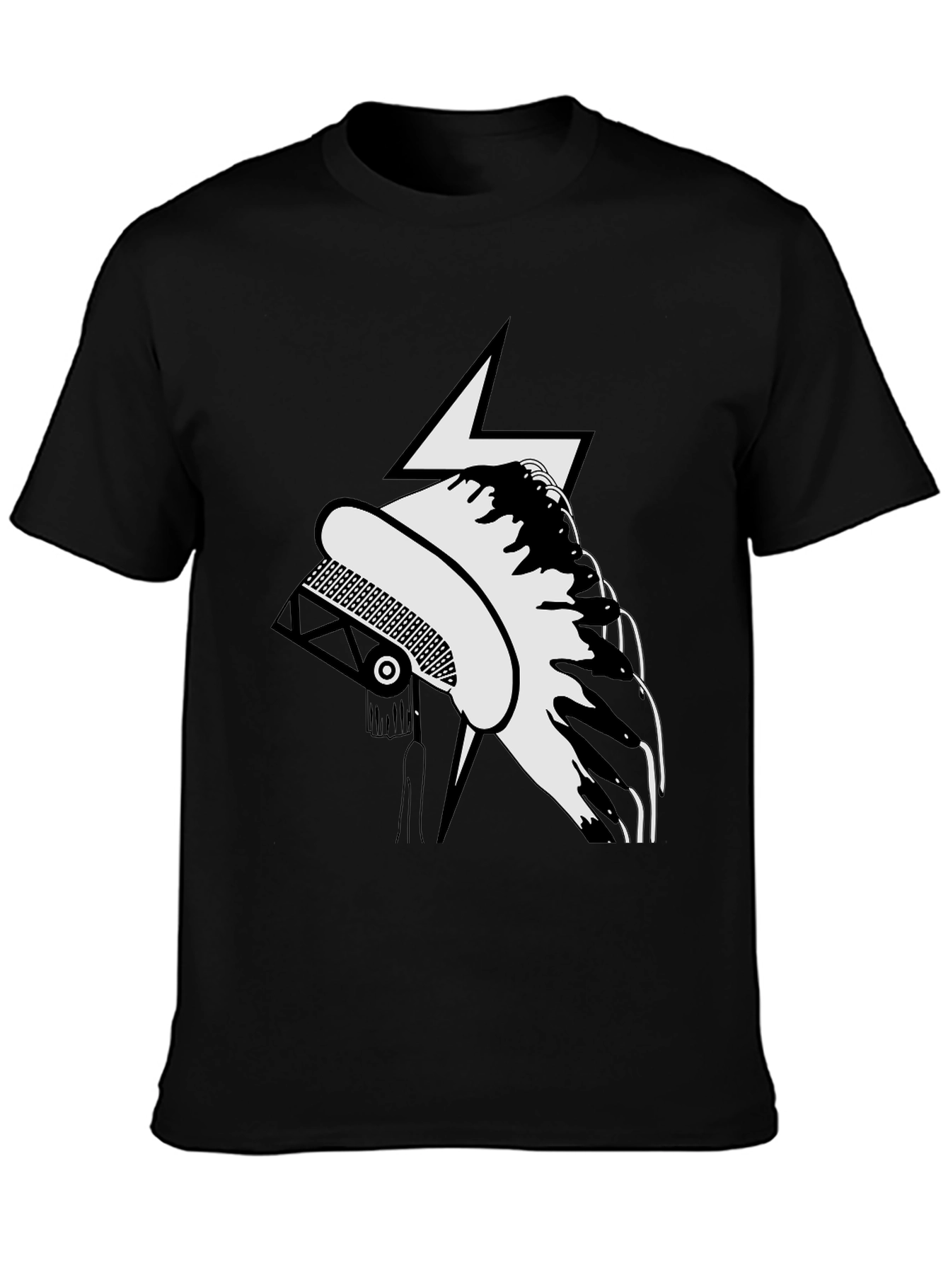 Black Stylish Black T-Shirt with Unique Graphic Design view 3